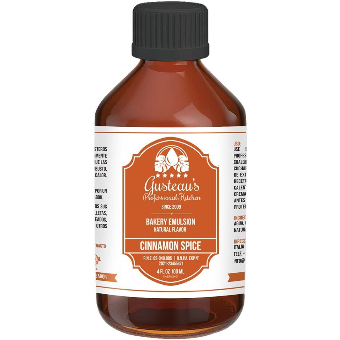 Gusteau's - Cinnamon Spice Flavor Emulsion, 4 Fl Oz (100Ml) Alcohol Free, Sugar Free, Kosher (Cinnamon Spice)