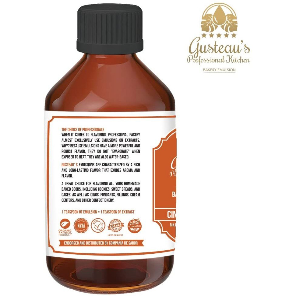Gusteau's - Cinnamon Spice Flavor Emulsion, 4 Fl Oz (100Ml) Alcohol Free, Sugar Free, Kosher (Cinnamon Spice)