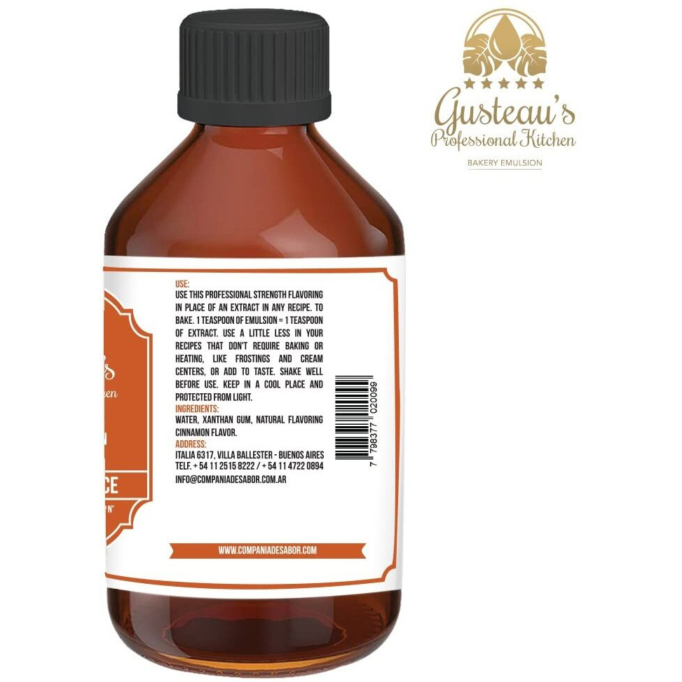 Gusteau's - Cinnamon Spice Flavor Emulsion, 4 Fl Oz (100Ml) Alcohol Free, Sugar Free, Kosher (Cinnamon Spice)