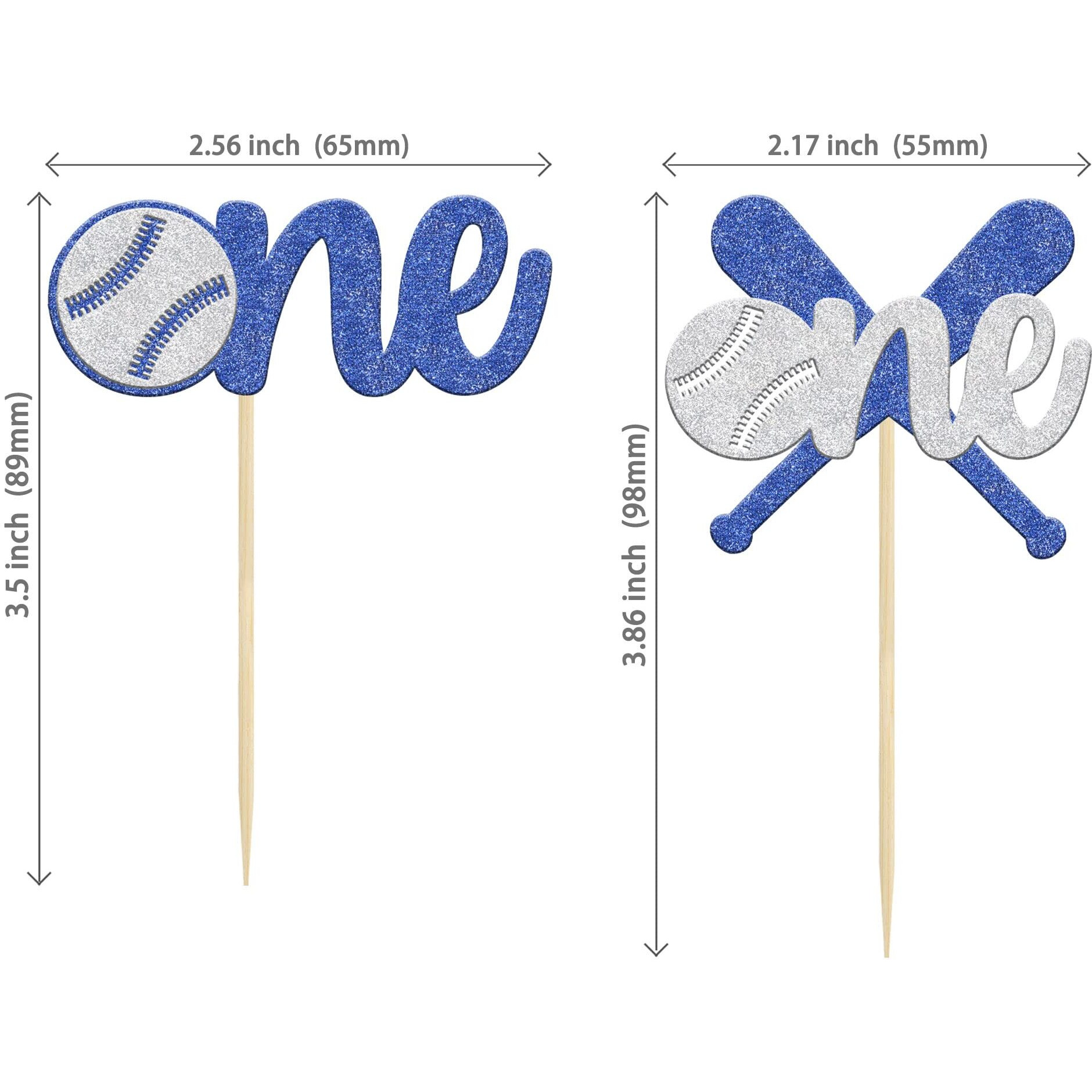 24Pcs Baseball One Cupcake Toppers Glitter Sport Theme First Birthday Cupcake Picks For Baseball Theme Kids 1St Birthday Party Cake Decorations Supplies
