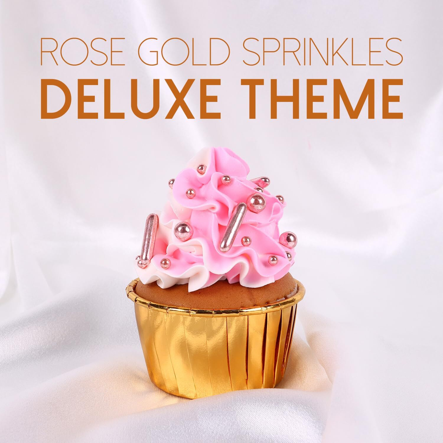 Rose Gold Sprinkles For Cake Decorating 7 Ounces, Rose Pearl Sugar Cupcake Toppings, Cookies, Ice Cream, 7Ounces Cake Decorationss Baking, Perfect For Wedding, New Years Eve, Christmas Party