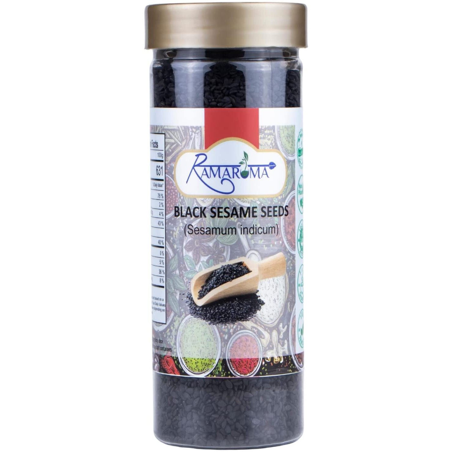 Ramaroma, Organic Black Sesame Seeds (100G/3.5Oz) Non-Gmo, Vegan | Raw Sesame Seeds | Sesamum Indicum | Sesame Seeds Whole Black | Perfect For Stir-Fries, Salads, Baking & Cooking