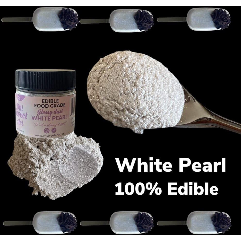 Oh Sweet Art Glossy Luster Dust Edible 7G (0.25Oz) Choose Your Color (White Pearl)