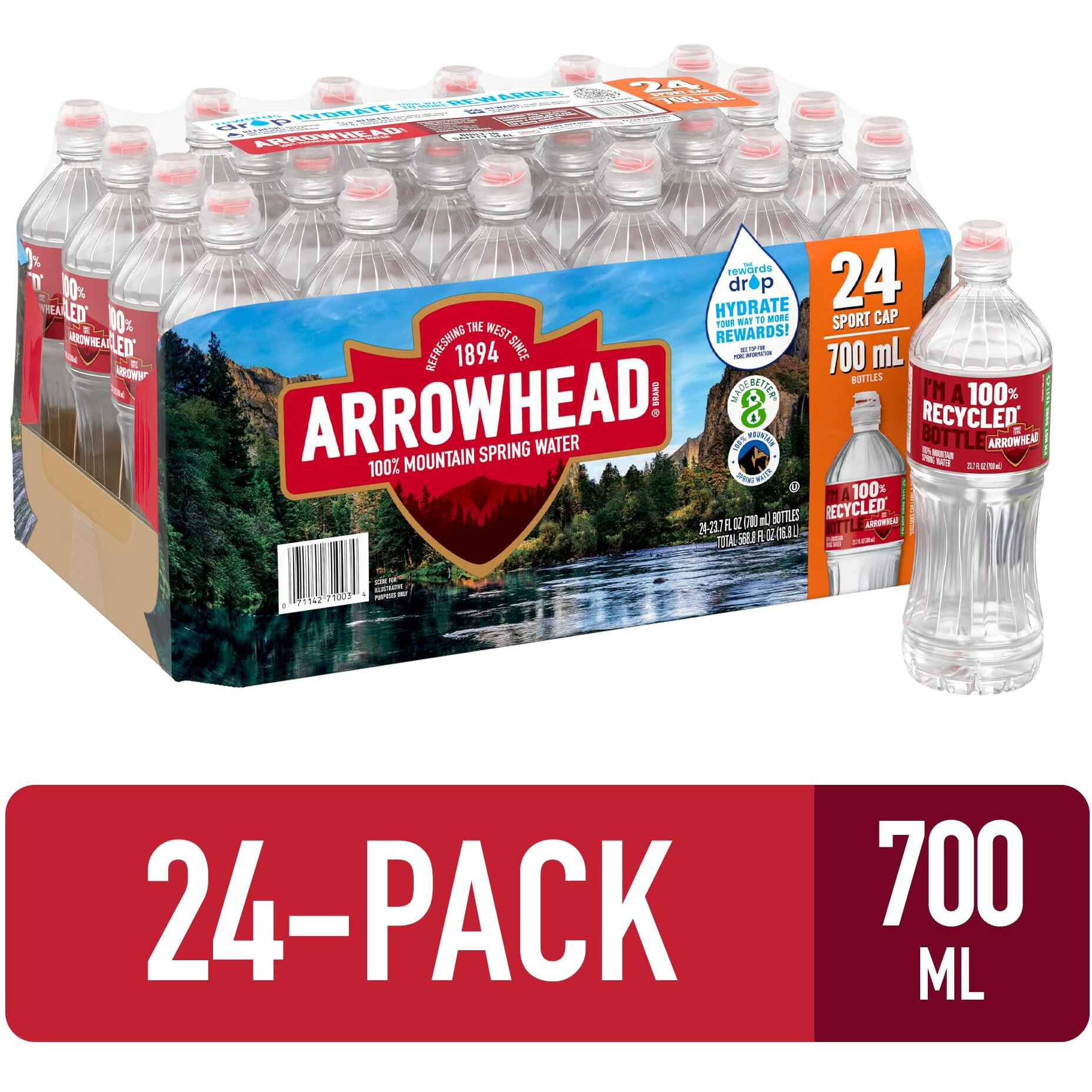 Arrowhead Spring Water Case Bundles (23.7 Oz. Case Of 24 (Sport Top) - 3 Cases)