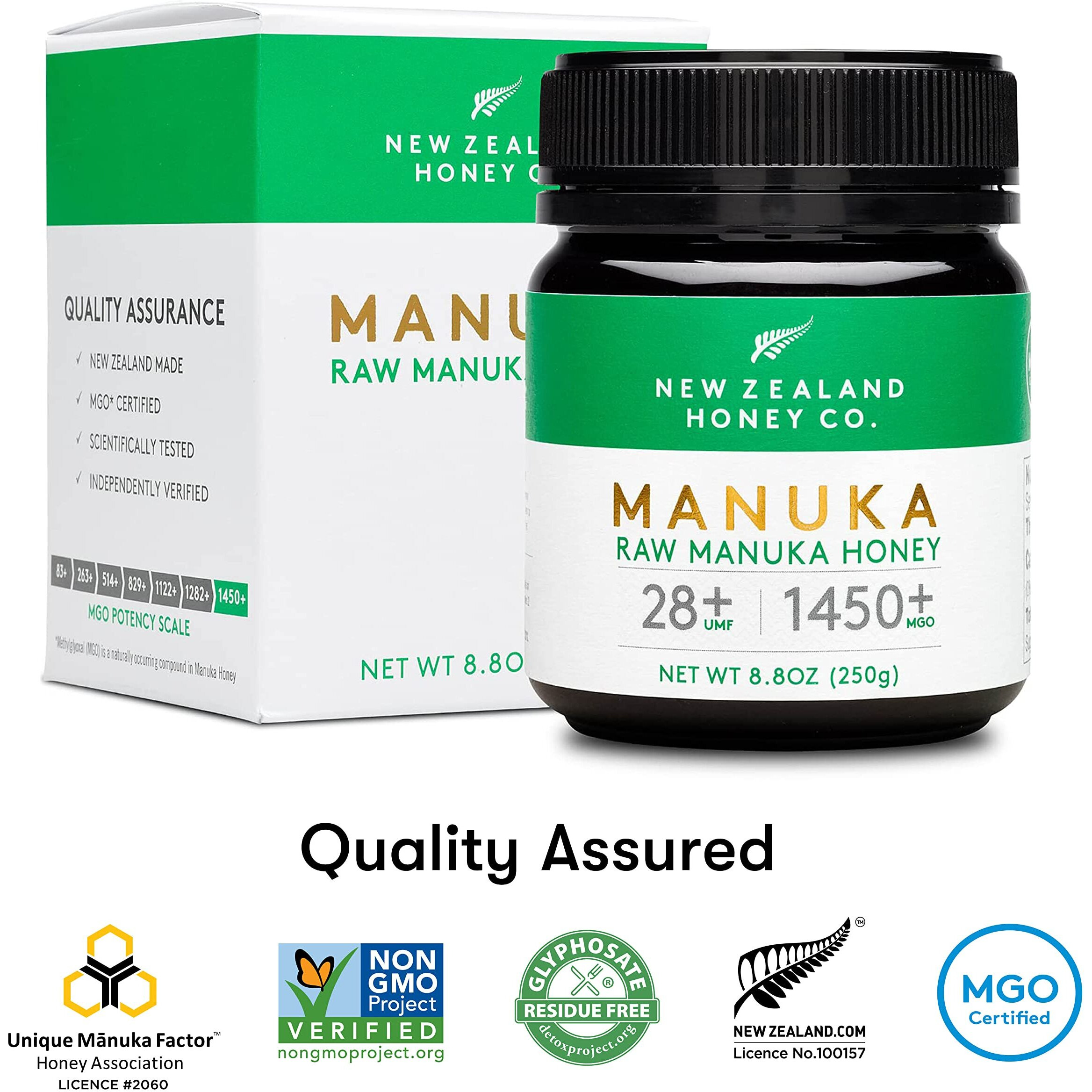 New Zealand Honey Co. Raw Manuka Honey Umf 28+ | Mgo 1450+, Umf Certified / 8.8Oz