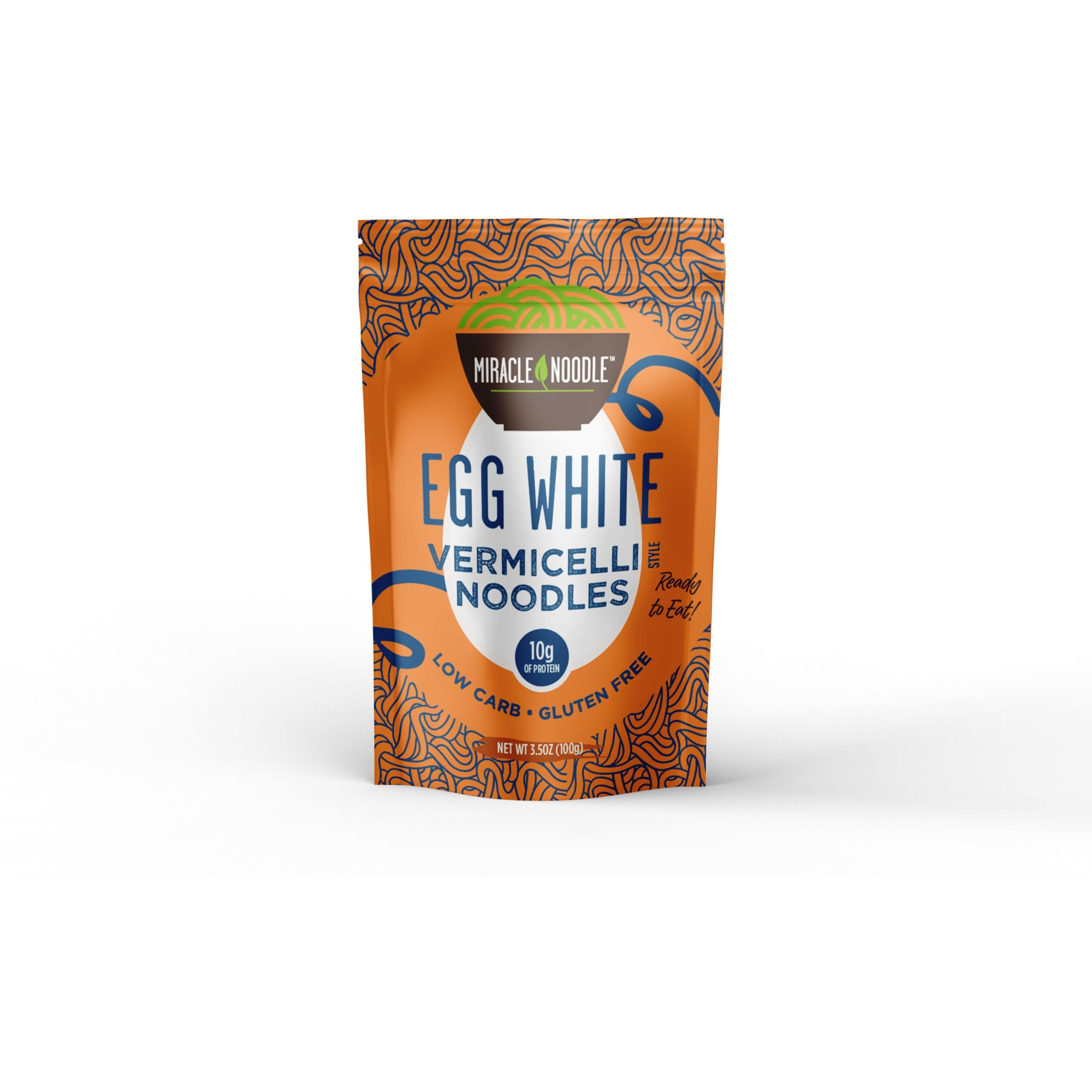 Miracle Noodle High Protein Egg White Noodles - Vermicelli - Low Carb & Low Calorie - Ready To Eat - 3.5 Ounce (Pack Of 6)