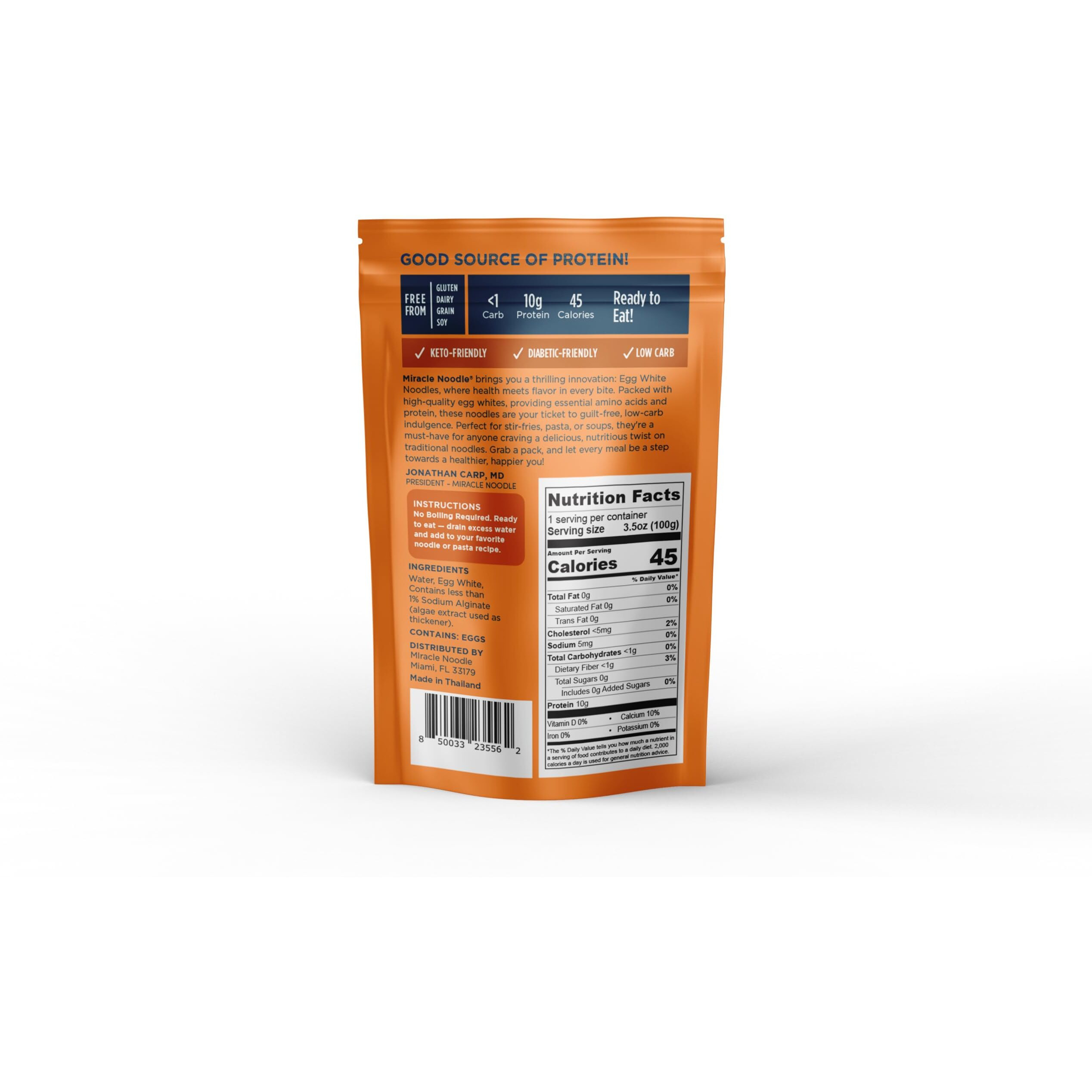 Miracle Noodle High Protein Egg White Noodles - Vermicelli - Low Carb & Low Calorie - Ready To Eat - 3.5 Ounce (Pack Of 6)