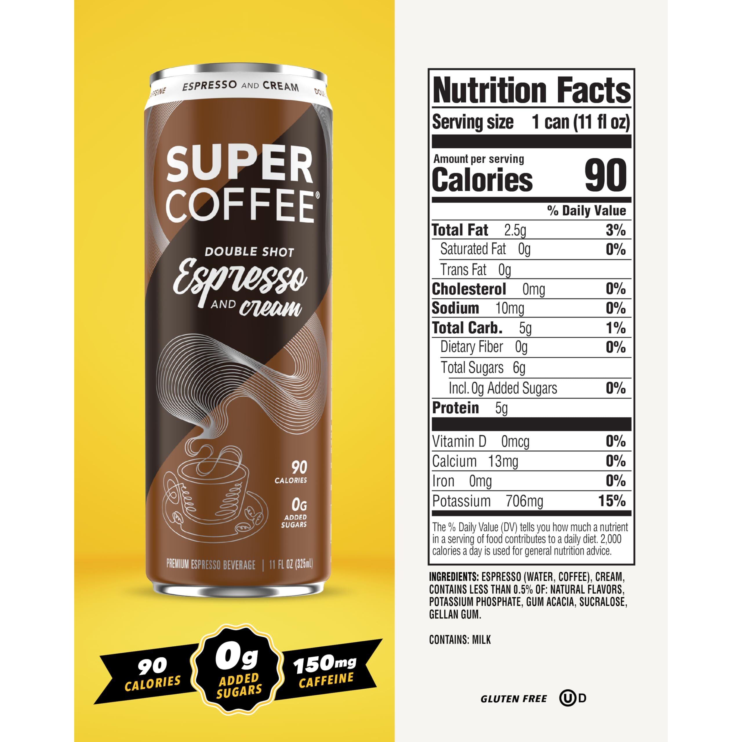 Kitu Super Coffee Espresso, Iced Keto Coffee (0G Added Sugar, 90 Calories) [Espresso & Cream] 11 Fl Oz, 12 Pack | Iced Coffee, Protein Coffee, Coffee Drinks, Smart Coffee - Soyfree Glutenfree