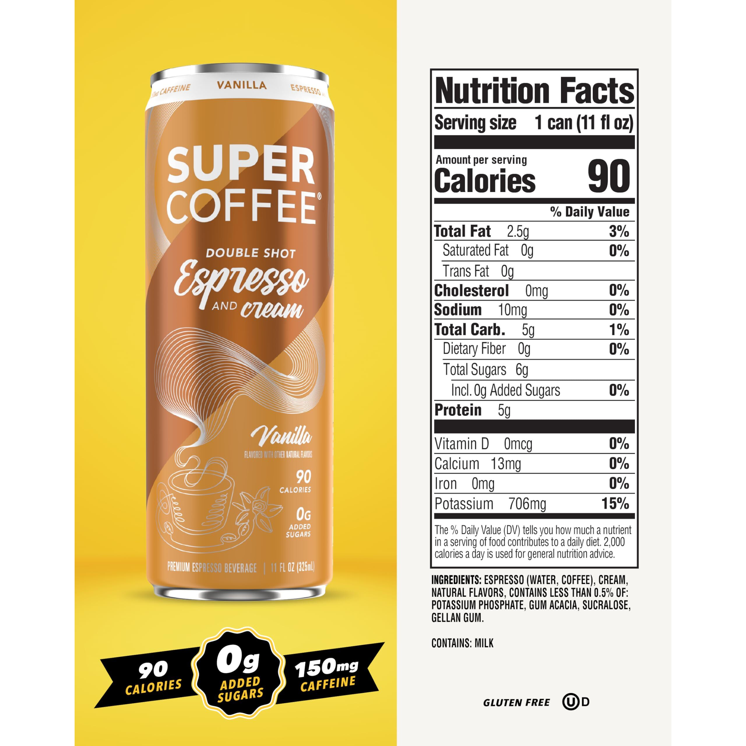 Kitu Super Coffee Espresso, Iced Keto Coffee (0G Added Sugar, 90 Calories) [Vanilla] 11 Fl Oz, 12 Pack | Iced Coffee, Protein Coffee, Coffee Drinks, Smart Coffee - Soyfree Glutenfree