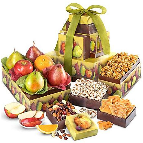 Greatfoods Fresh Fruit And Snacks Premium Gift Tower, Fruit Gift Basket, Snack Gift Basket, Gourmet Food Gifts, Corporate Gifts