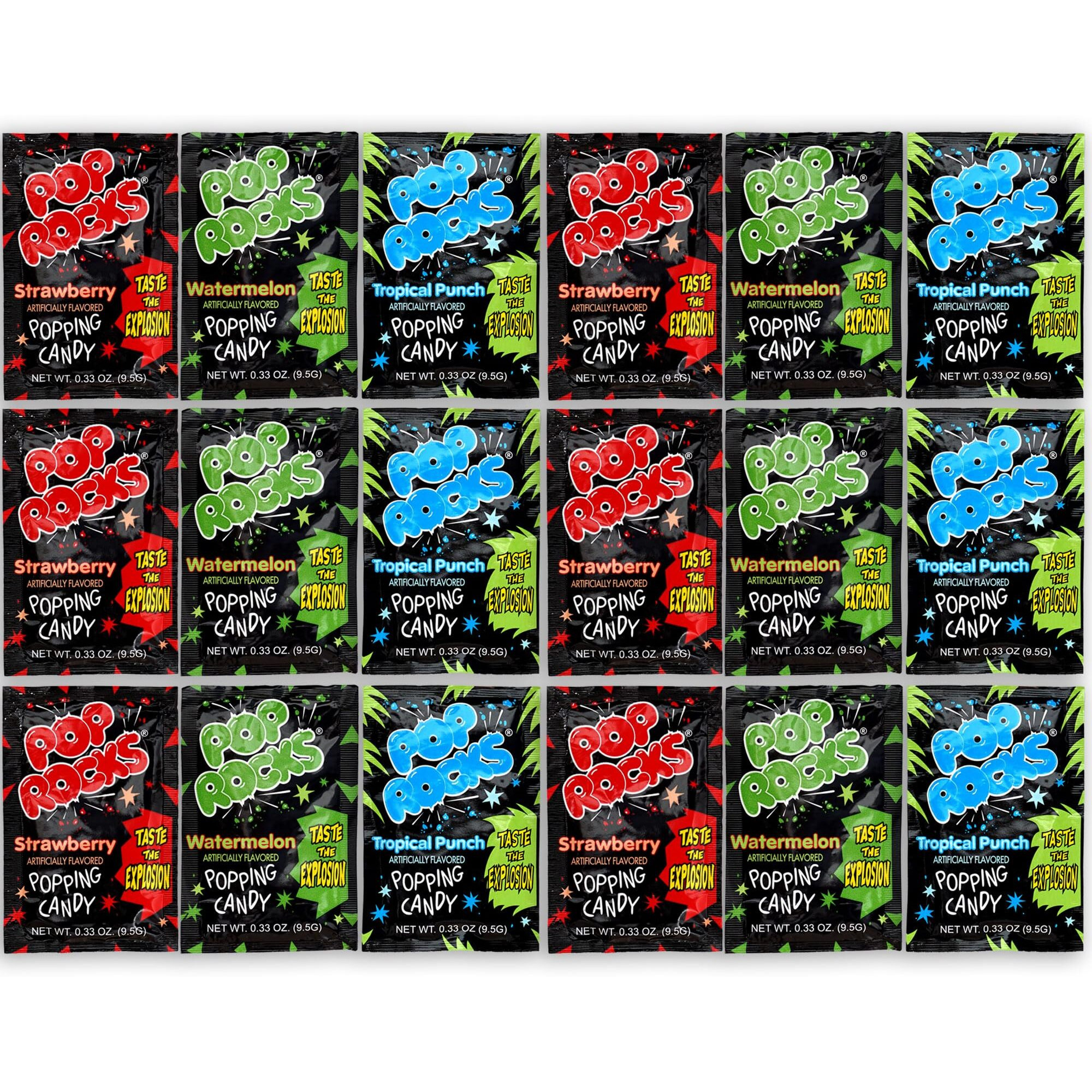 The Hampton Candy Company Pop Rocks Candy 18 Pack, 6 Flavors Of Each - Watermelon, Strawberry, Tropical Punch
