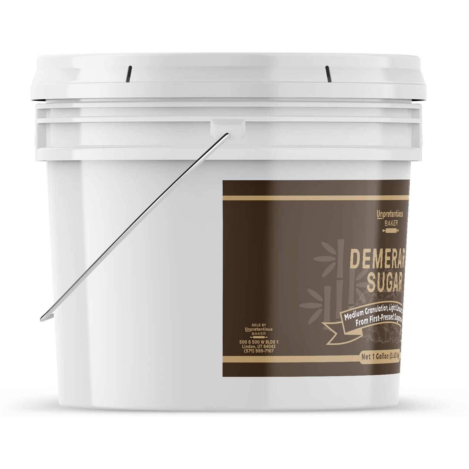 Unpretentious Demerara Sugar, Raw, First-Pressed Sugarcane Crystals For Drinks & Baking (1 Gallon)