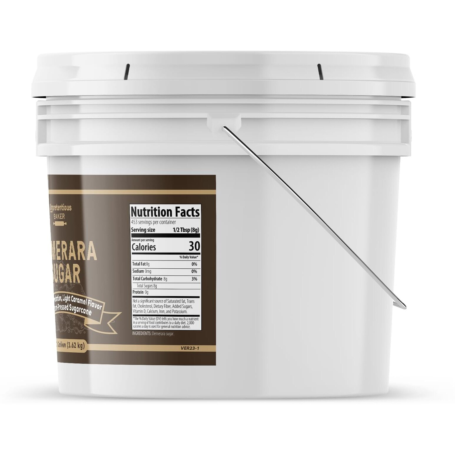 Unpretentious Demerara Sugar, Raw, First-Pressed Sugarcane Crystals For Drinks & Baking (1 Gallon)