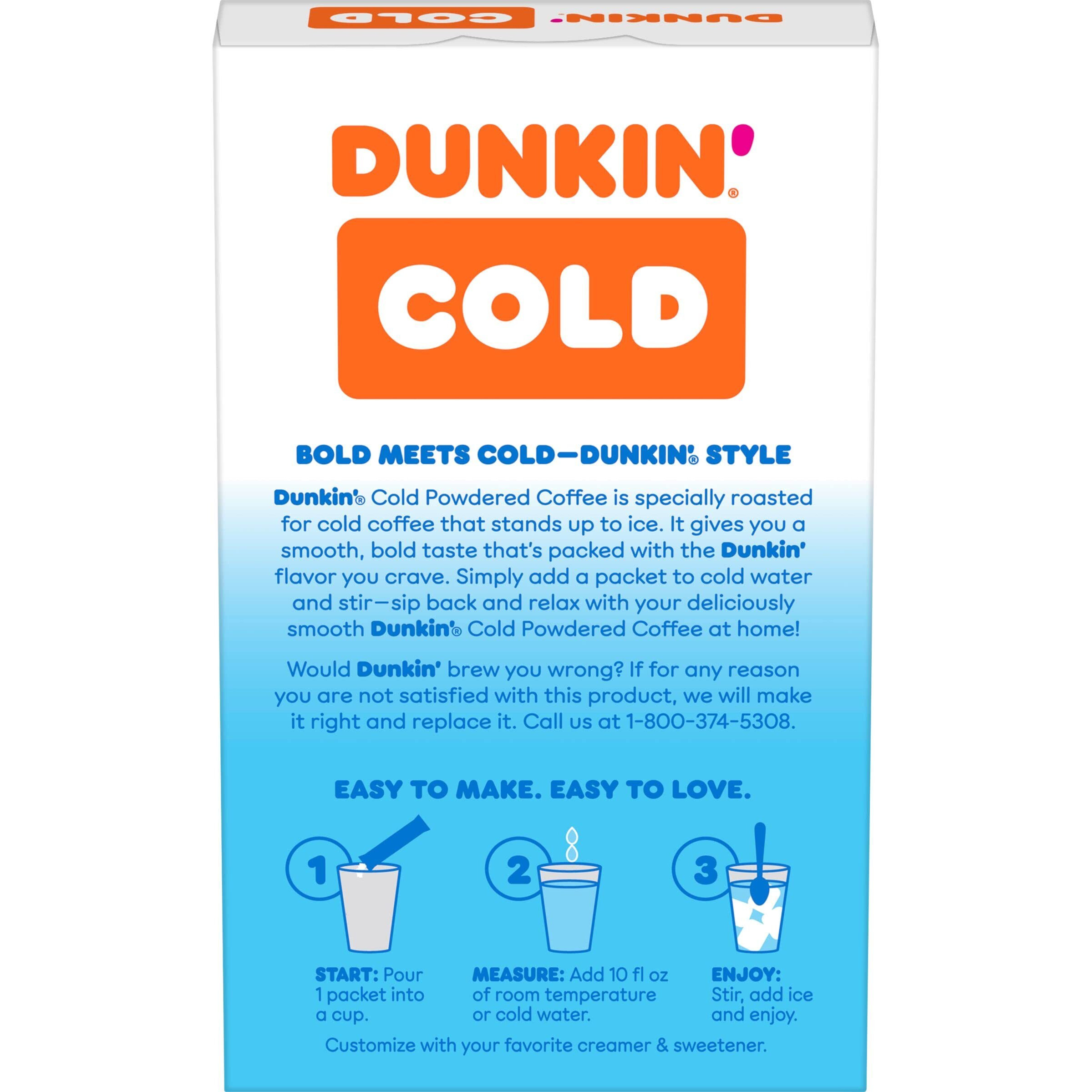 Dunkin' Cold Powdered Single Serve Instant Coffee Packs, 6 Count (Pack Of 12)