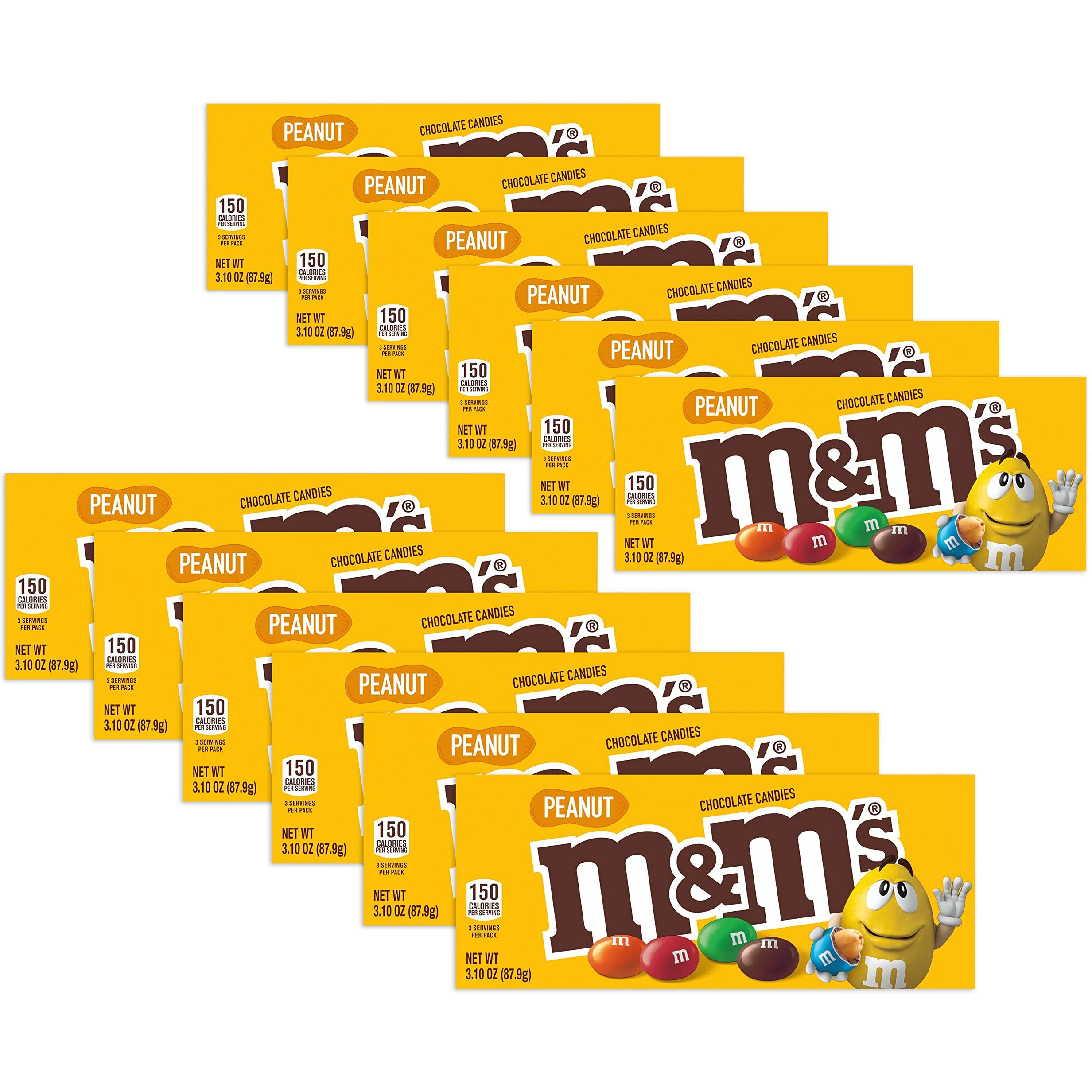 M&M's Peanut Chocolate Candy - Movie Theater Box 3.1 Ounce (Pack Of 12)