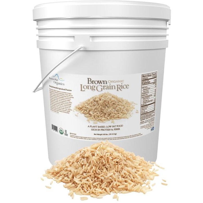 Mountain High Organics Certified Brown Long Grain Rice 6 Gallon/40 Lb Bucket