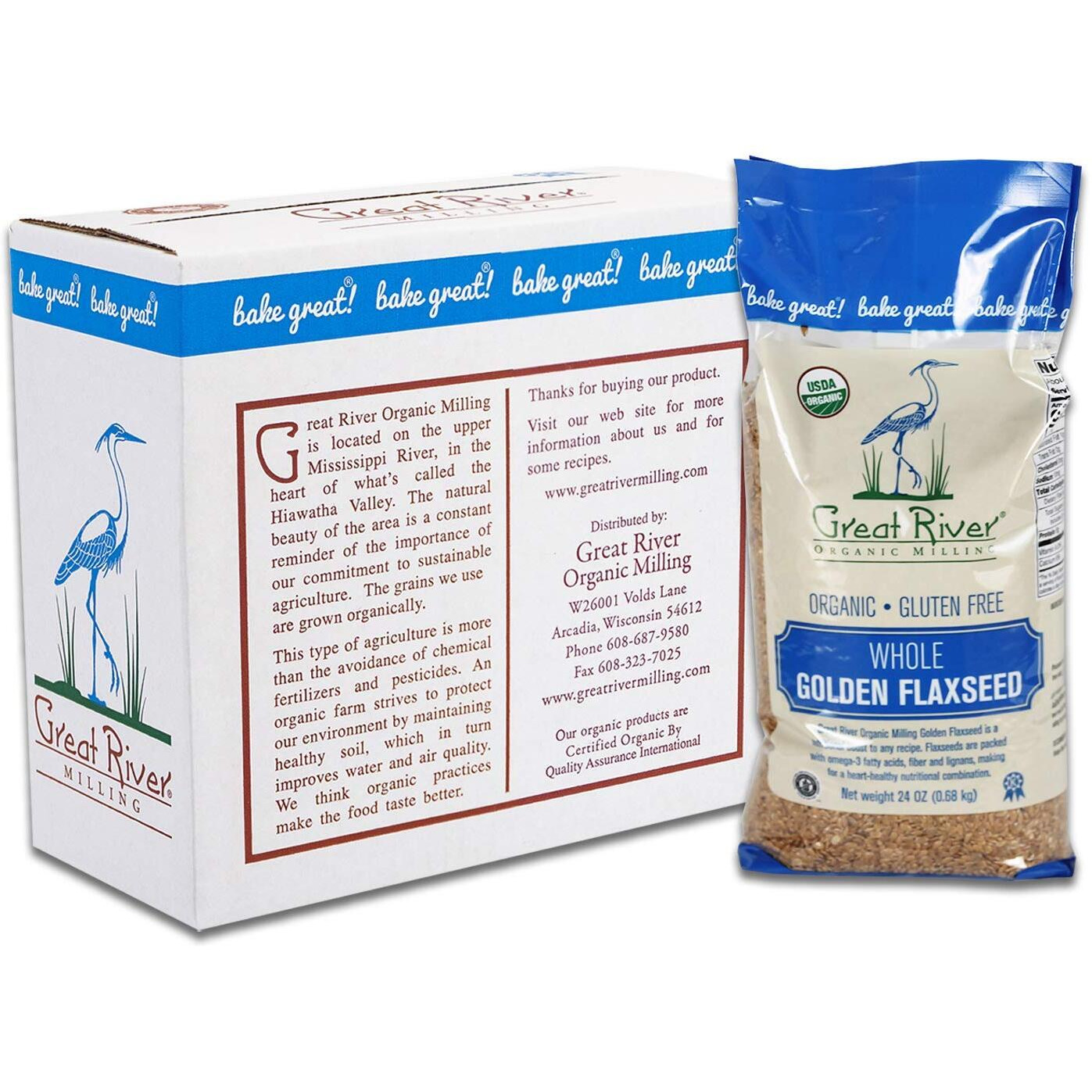 Great River Organic Milling Organic Raw Whole Golden Flaxseed, 24 Ounce (Pack Of 4)(Packaging May Vary)