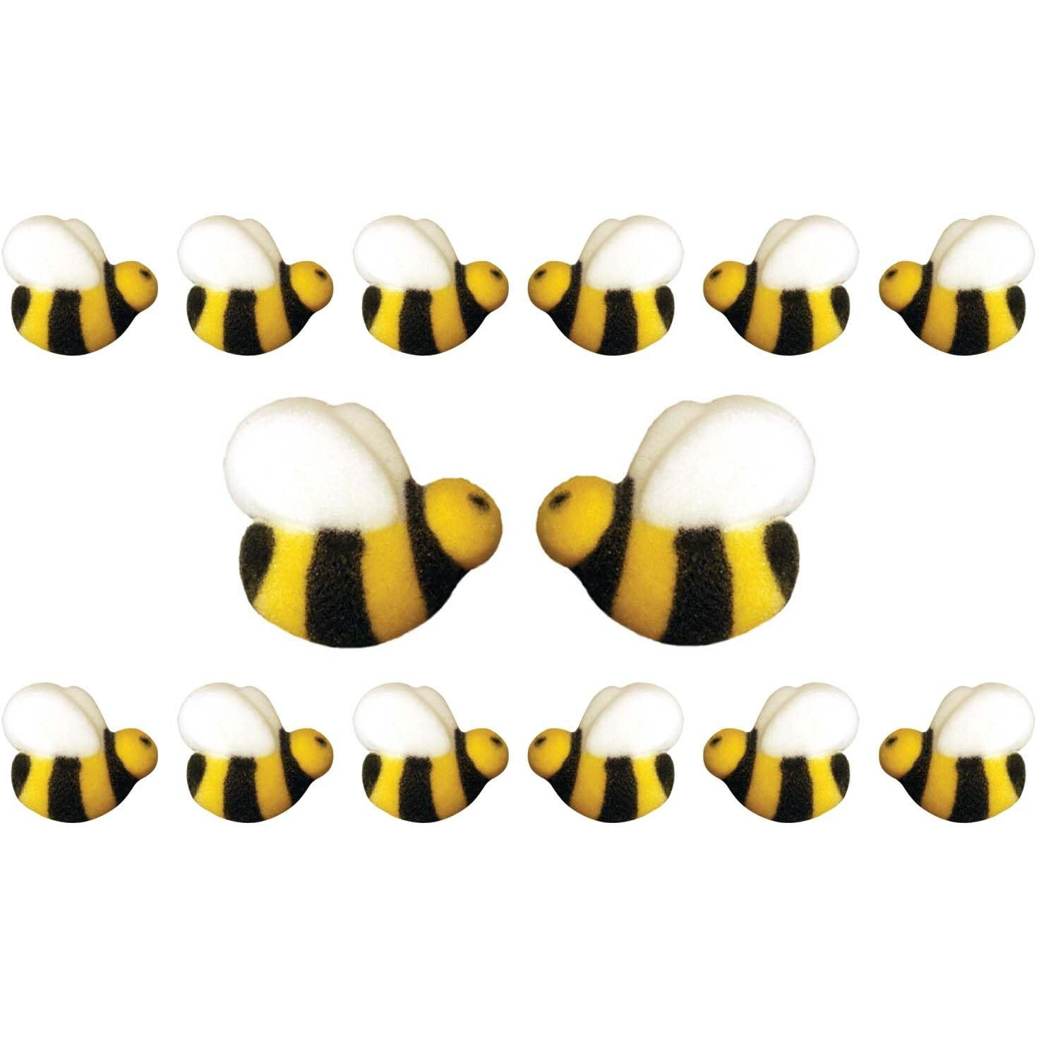 Bees Cake Decorations- Bumble Bee Shaped Edible Hard Sugar Decorations, 12 Pcs By R.U.S. Candy Company