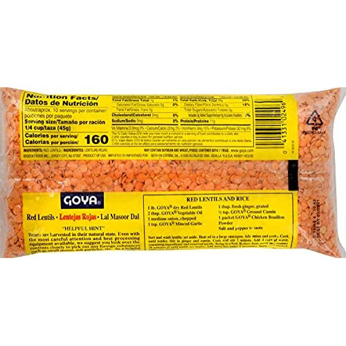 Goya Foods Red Lentils, Dry, 16 Ounce (Pack Of 24)