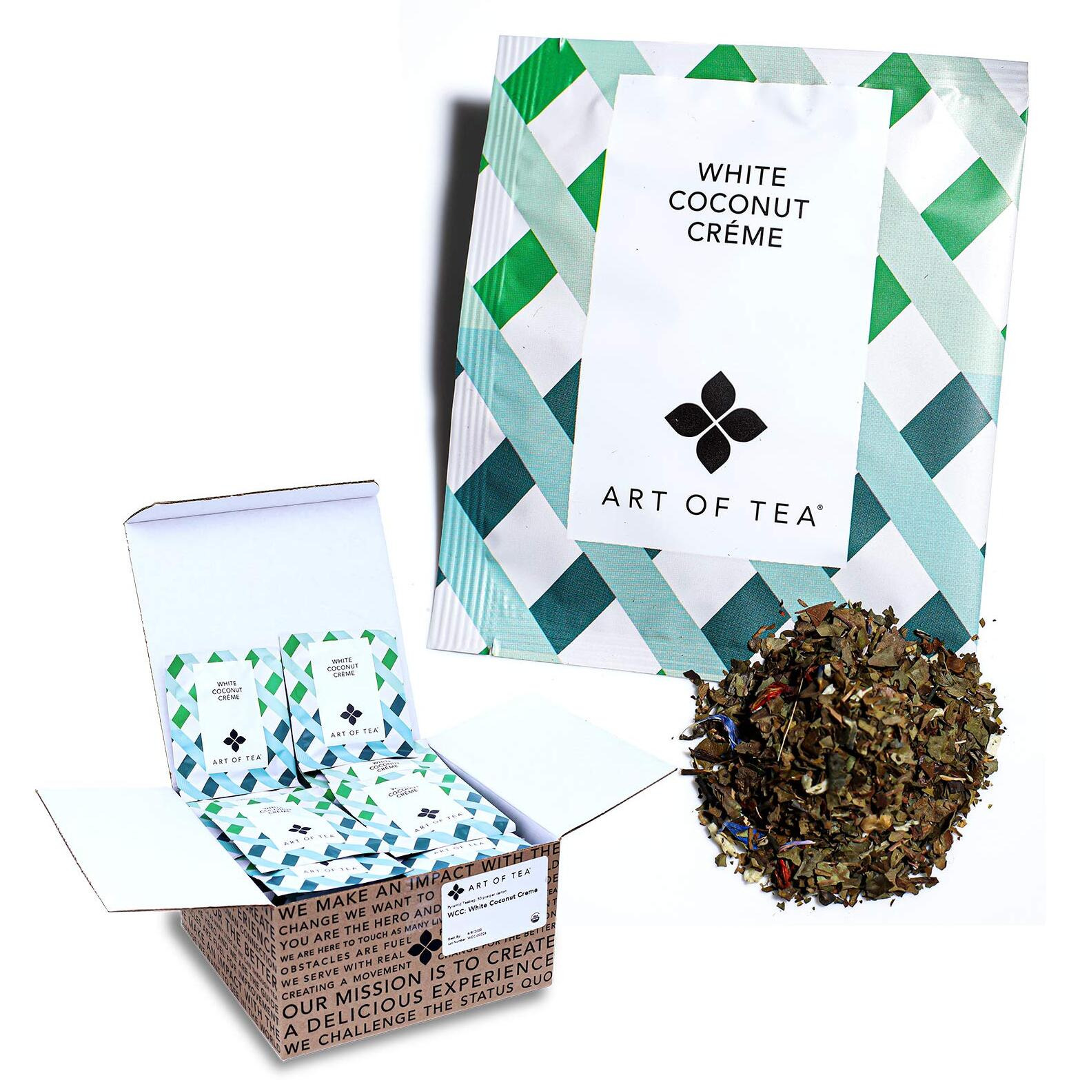 Art Of Tea | White Coconut Crme Tea | 50 Eco Friendly Pyramid Tea Bag Sachets