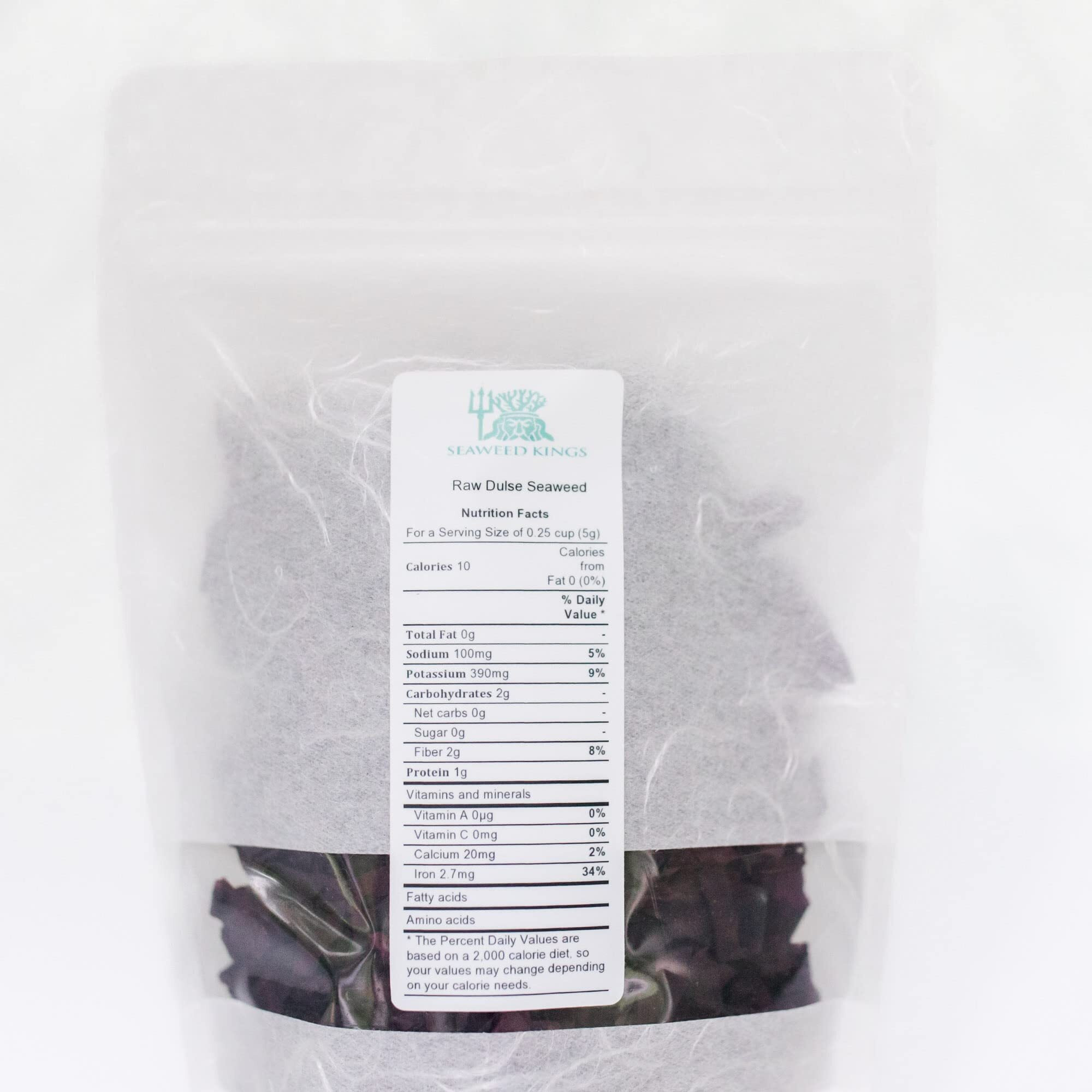 Dulse Whole Leaf Raw - Atlantic Dulse Seaweed Wholesale Wildcrafted Maine Coast - 100% Pure, No Gmo, Sun-Dried By Seaweed Kings (1 Lb)