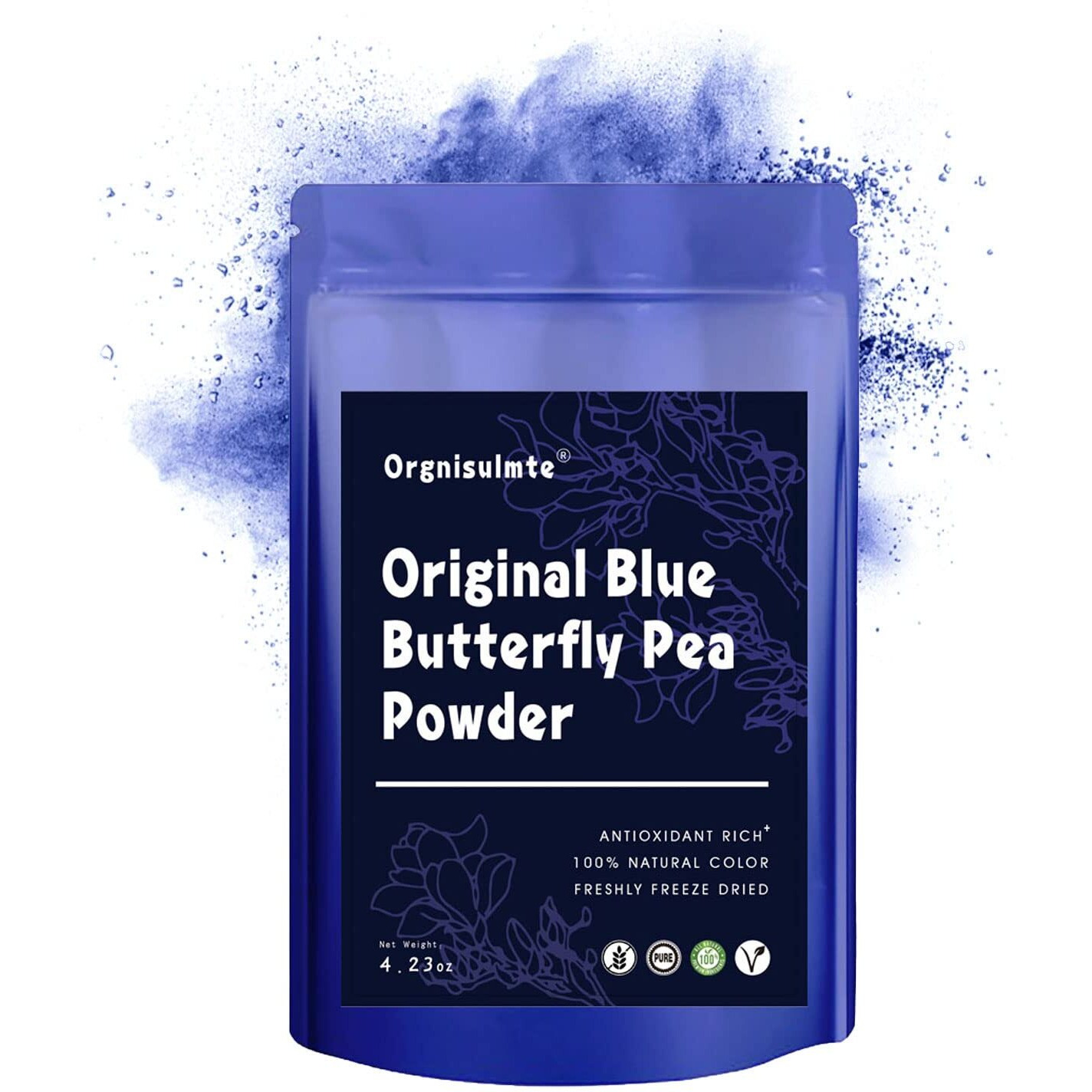 Orgnisulmte Blue Butterfly Pea Powder Premium Blue Matcha Tea Powder Natural Food Coloring Butterfly Pea Flower Powder 4.23 Oz(120G