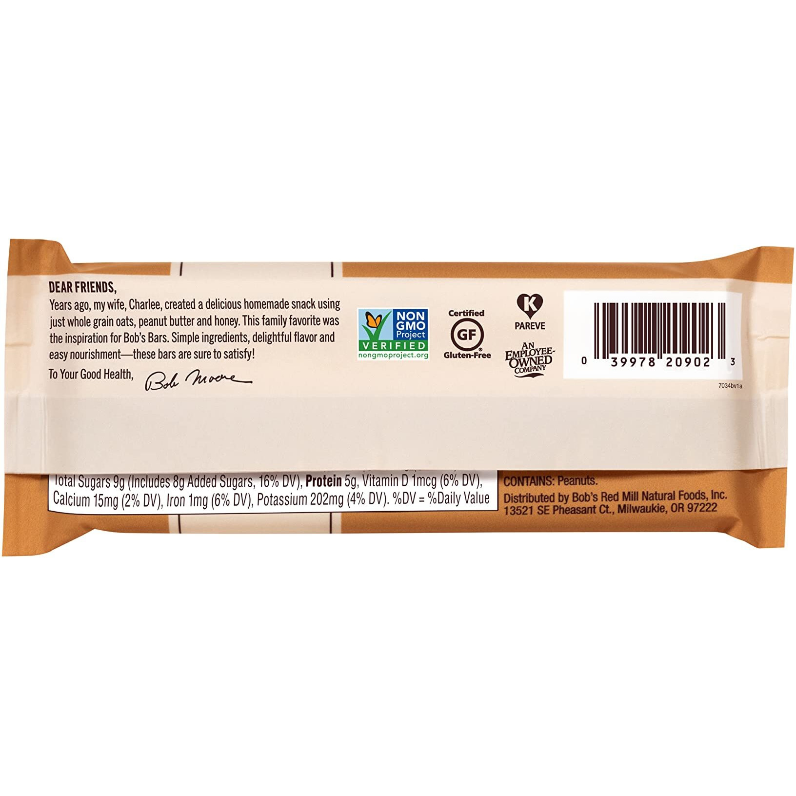 Bob's Red Mill Peanut Butter Chocolate & Oats Bob's Bar, 5 Count (Pack Of 6)