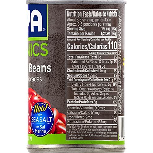 Goya Organic Red Kidney Beans, Low Sodium With Sea Salt, 15.5 Ounce (Pack Of 8)
