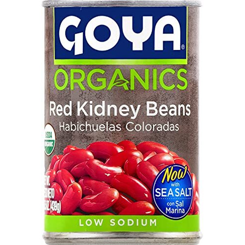 Goya Organic Red Kidney Beans, Low Sodium With Sea Salt, 15.5 Ounce (Pack Of 8)