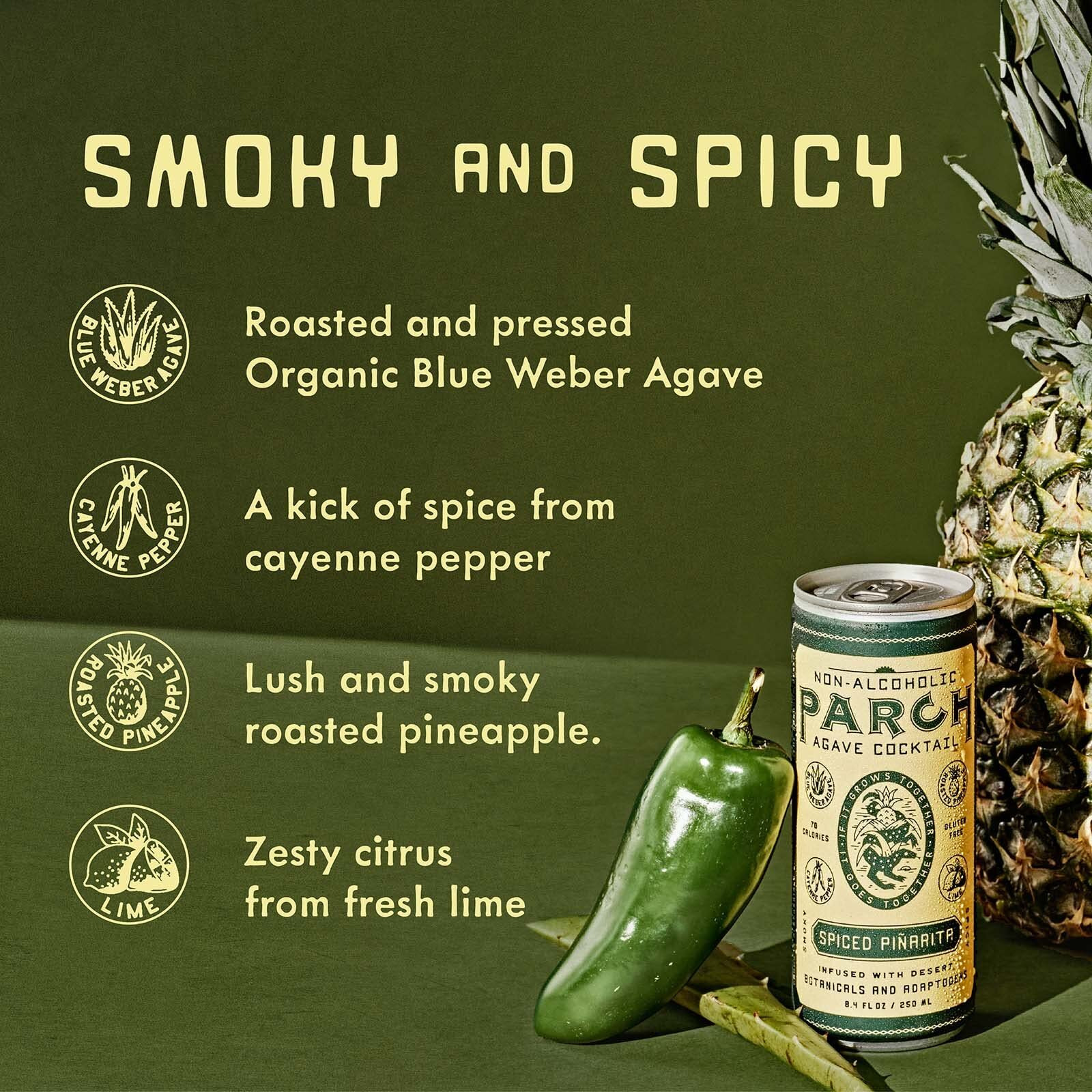 Parch Spiced Pinarita + Prickly Paloma Variety Pack, Ready To Drink Non Alcoholic Agave Cocktail Infused With Desert Botanicals & Adaptogens, Plant Based, Gluten Free & Vegan (8.4 Oz X 8 Pack)