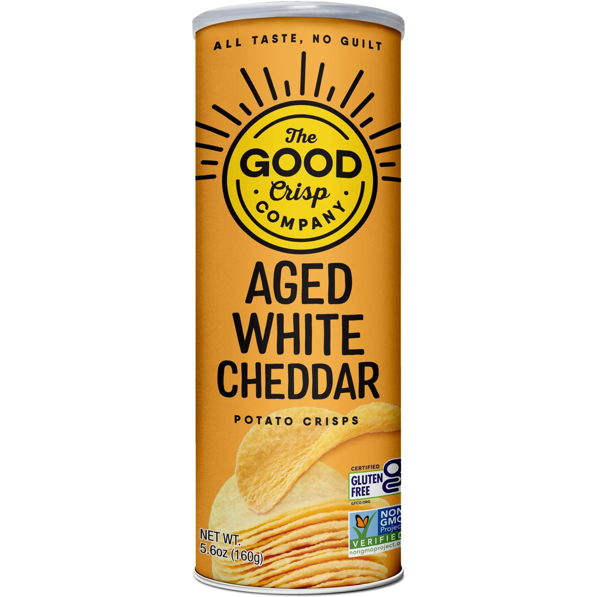 The Good Crisp Company, Aged White Cheddar, Gluten Free Potato Chips (5.6 Ounce Canisters, Pack Of 8), Non-Gmo, Allergen Friendly, Potato Chip Snack Pack, Gluten Free Snacks