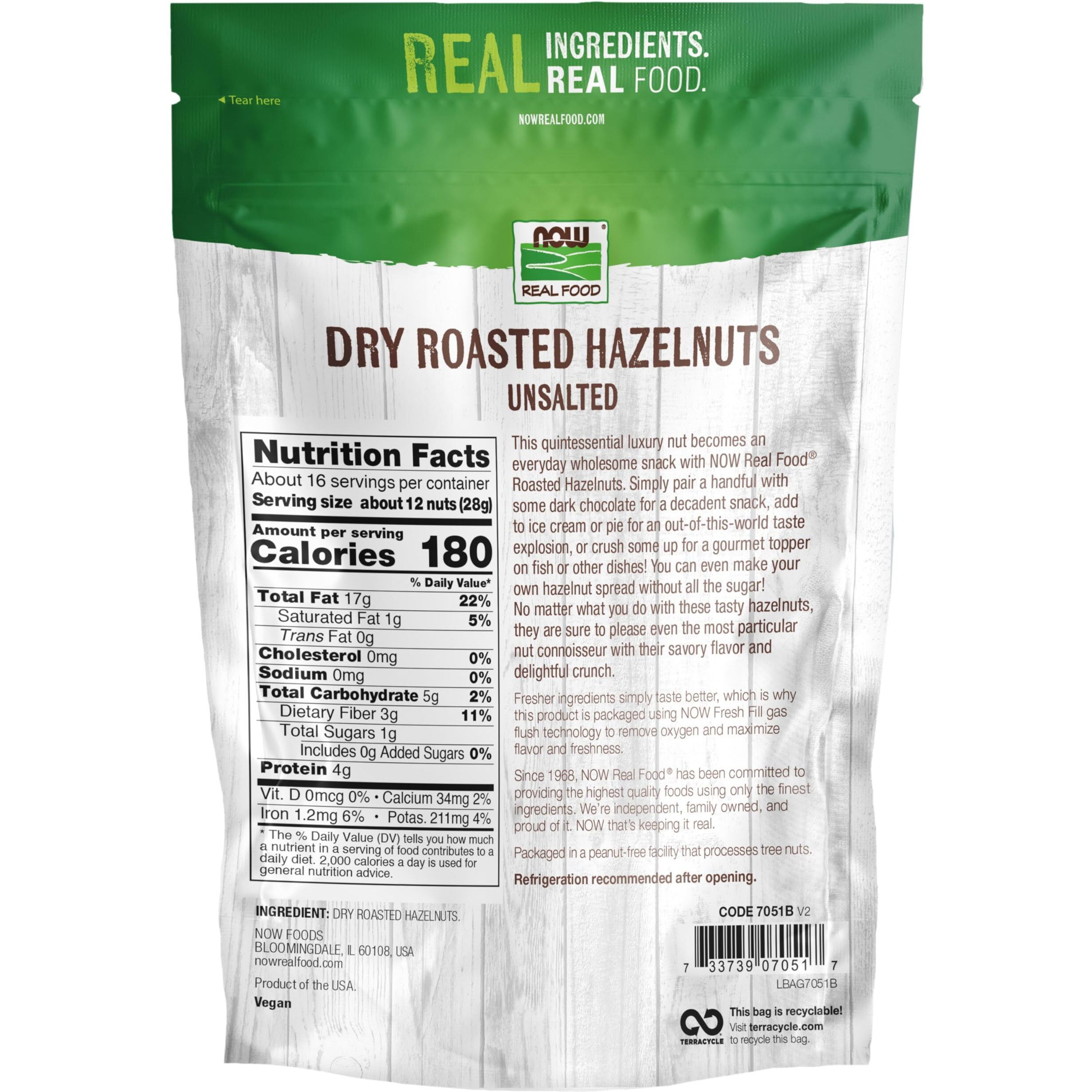 Hazelnuts, Dry Roasted & Unsalted - 16 Oz.
