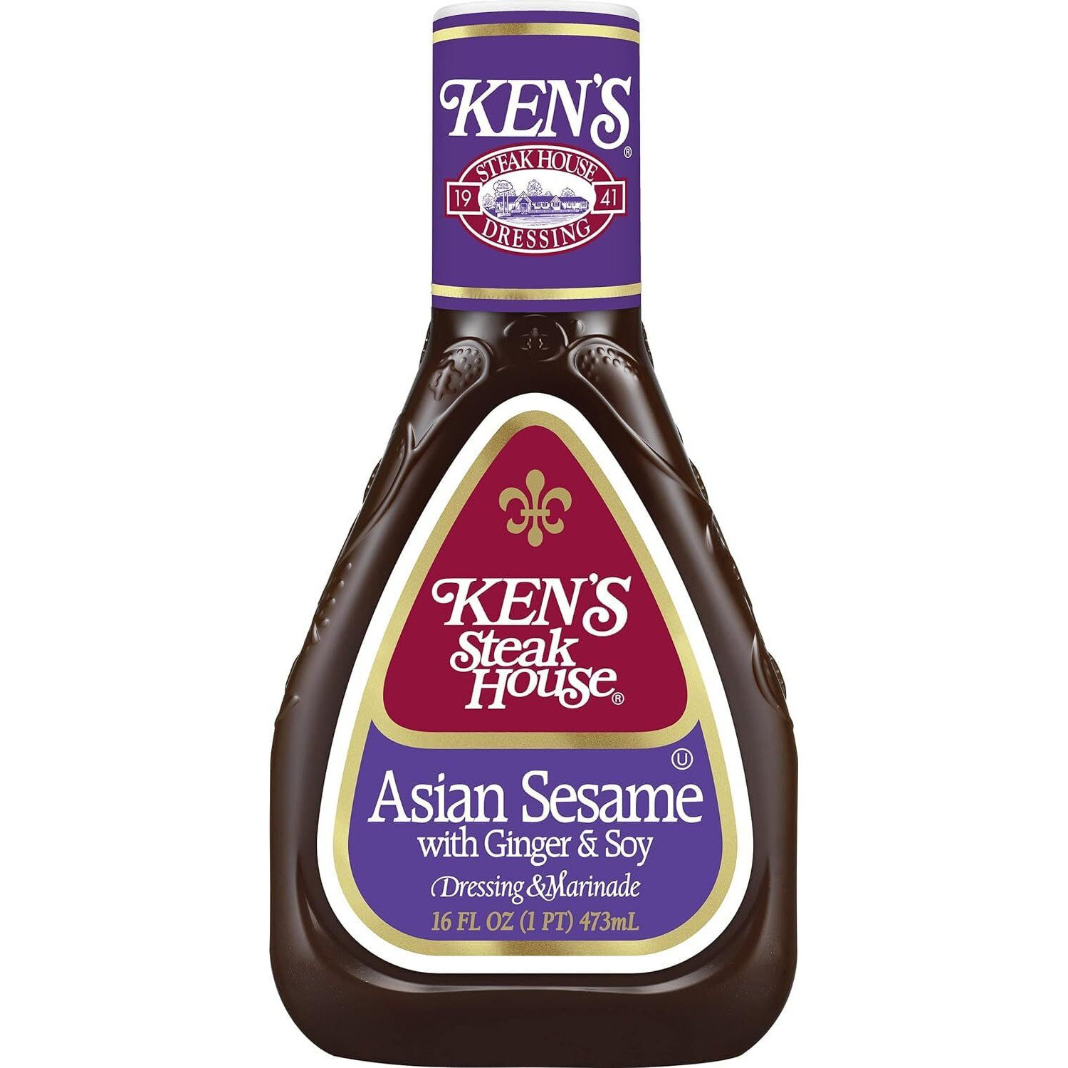 Ken's Steak House Lite Asian Sesame With Ginger & Soy Dressing, 16 Oz (Pack Of 3)