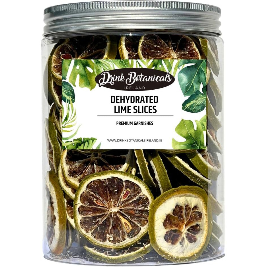 Dehydrated Dried Lime Slices | Lime Wheels | 50 + Servings Approx. | 100% Natural No Added Sugars | Cocktails, Wreath Making, Tea, Cakes, Decoration | Dried Limes For Cocktails | Pet Jar | 4.9 Oz