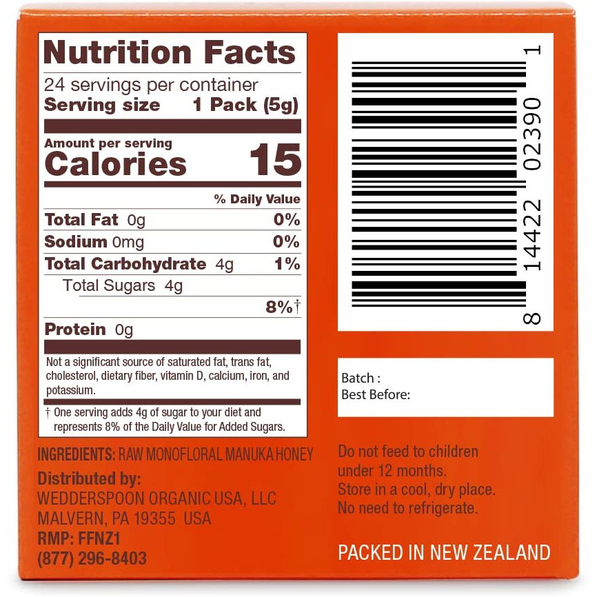 Wedderspoon Raw Premium Manuka Honey, Kfactor 16, Unpasteurized, Genuine New Zealand Honey, Traceable From Our Hives To Your Home