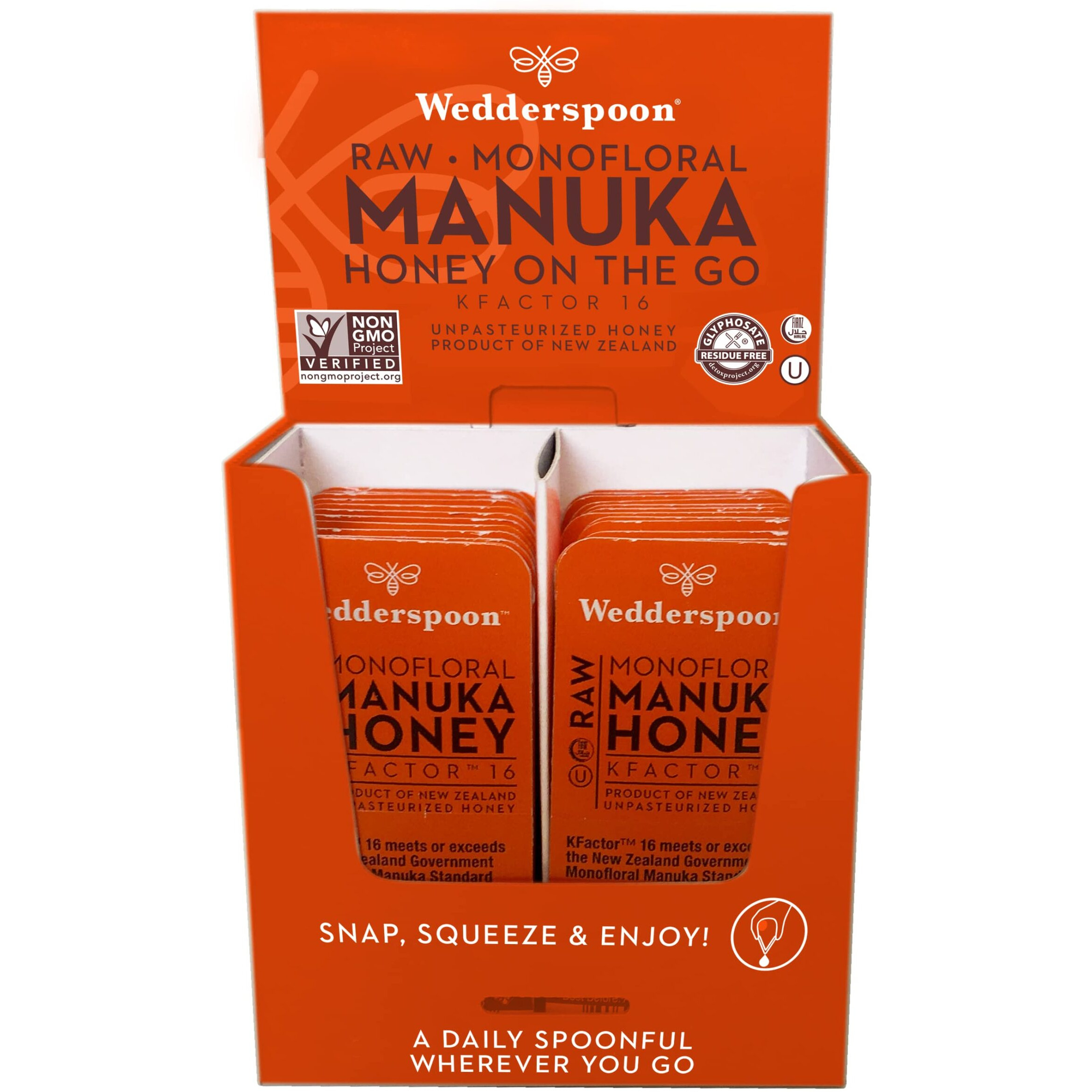 Wedderspoon Raw Premium Manuka Honey, Kfactor 16, Unpasteurized, Genuine New Zealand Honey, Traceable From Our Hives To Your Home