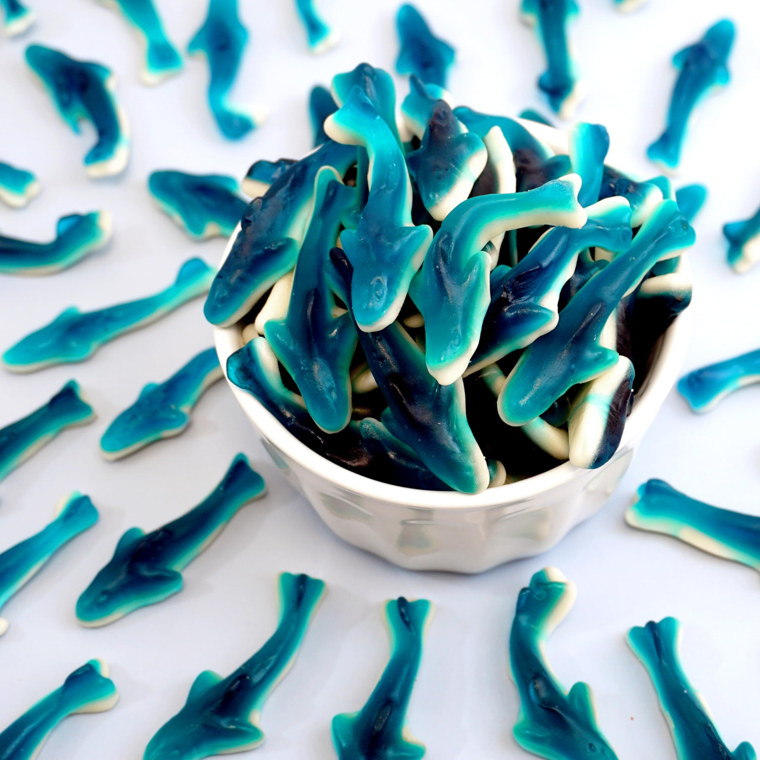 Blue Gummy Sharks Candy, 2 Pound Bulk Bag, The Hampton Popcorn & Candy Company