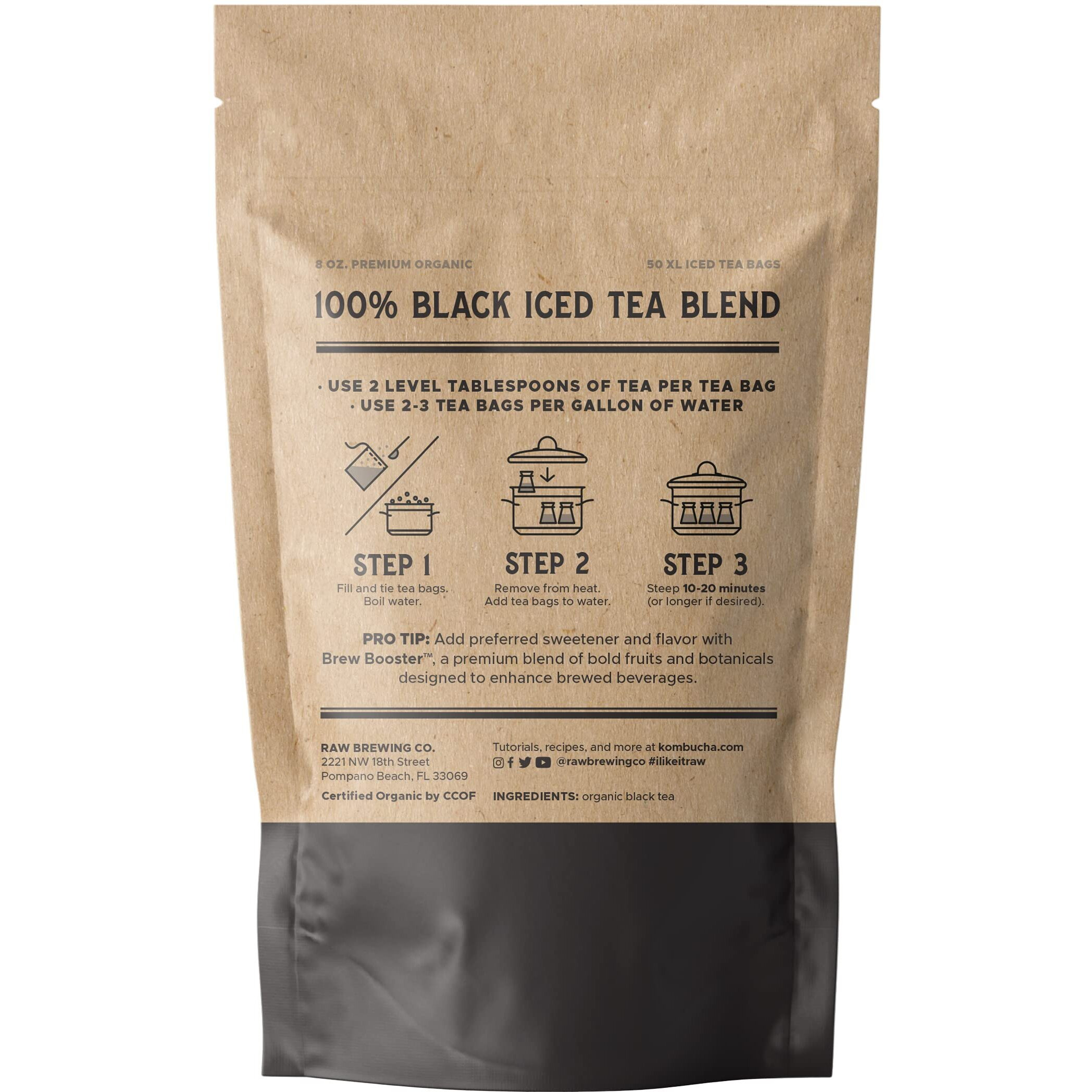 The Southern Standard - Premium Organic Iced Tea Bags - 100% Black Blend, 50 Xl Bags (1/2 Pound. Makes 25 Gallons.)