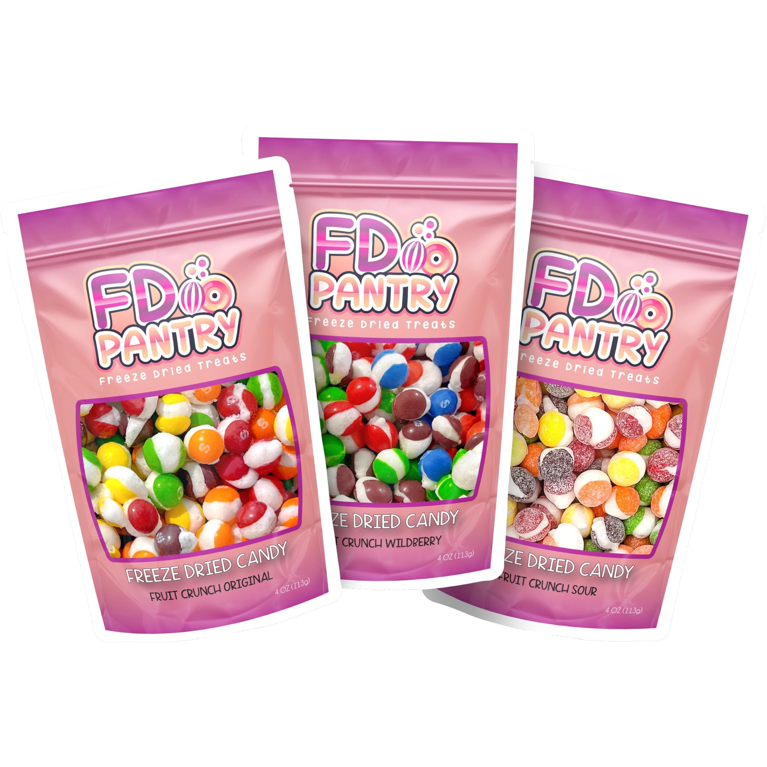 Freeze Dried Candy 3 Pack Fruit Crunch Original, Wildberry, Sour Mix Variety Gift Bundle 4 Oz - 3 Pack Treat Snack Sampler Set Rainbow Wild Berry