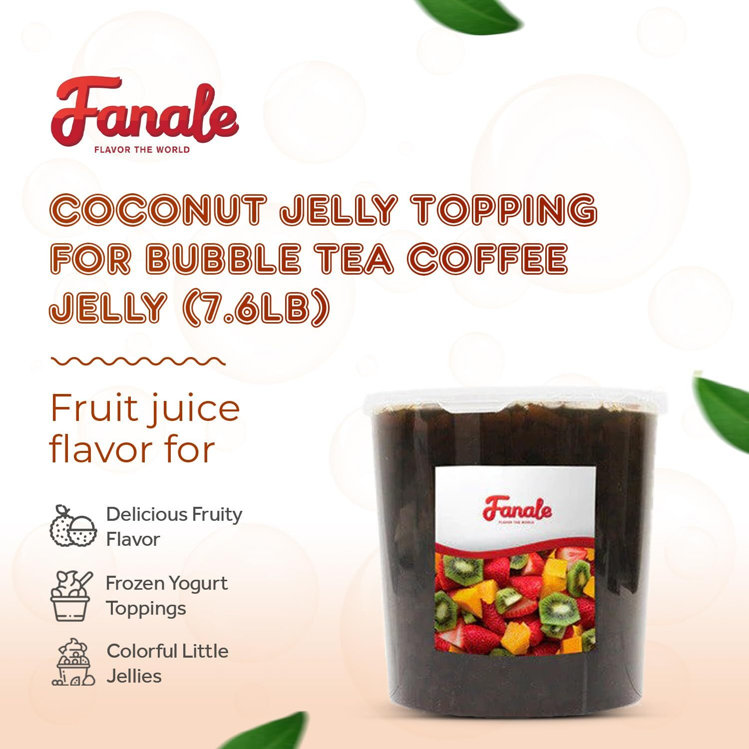 Fanale Coconut Jelly Topping Nata De Coco For Boba Tea | Ice Cream | Yogurt | Smoothie | Milk Tea | Desserts Coffee, 7.26 Pound (Pack Of 4)| Jel011-Cs