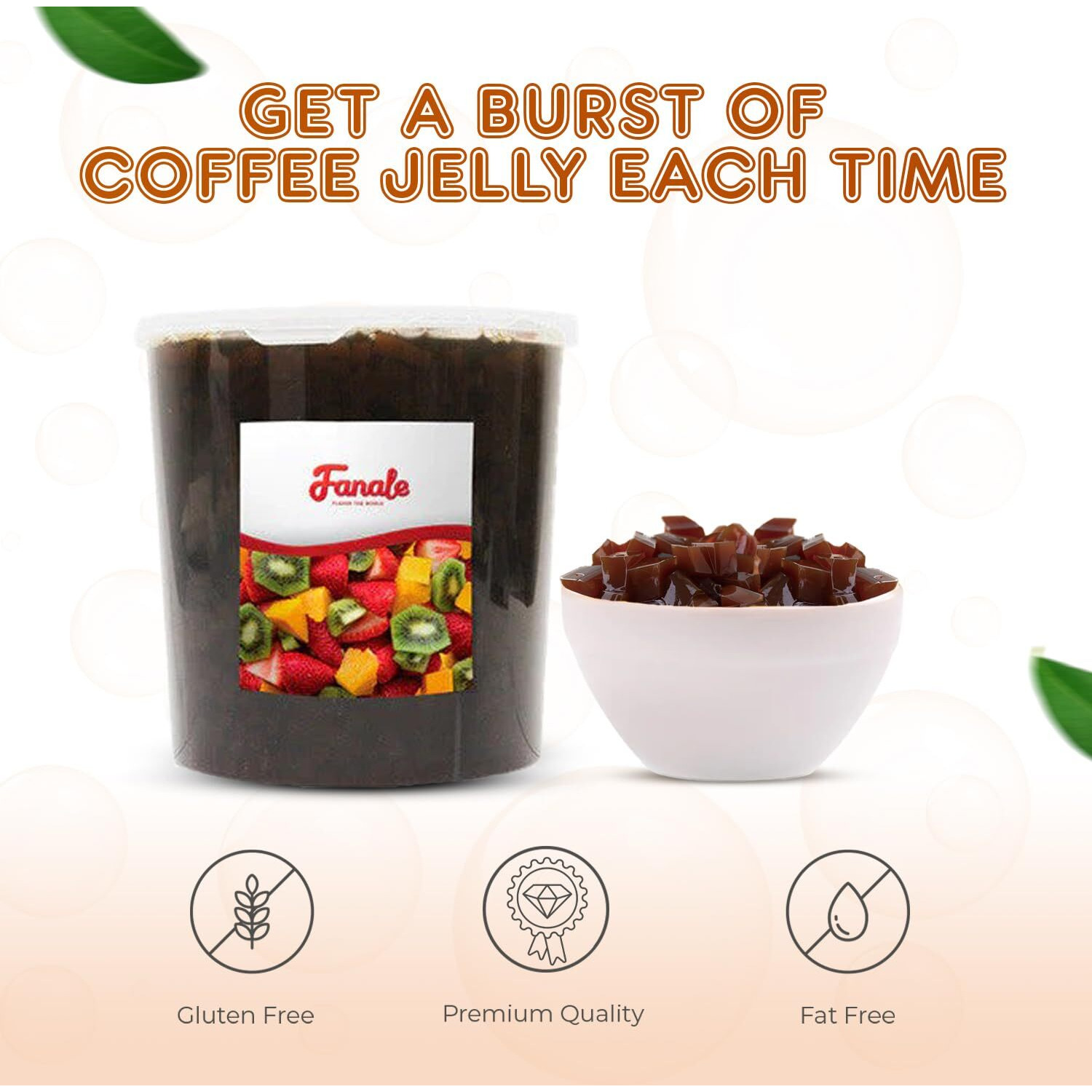 Fanale Coconut Jelly Topping Nata De Coco For Boba Tea | Ice Cream | Yogurt | Smoothie | Milk Tea | Desserts Coffee, 7.26 Pound (Pack Of 4)| Jel011-Cs