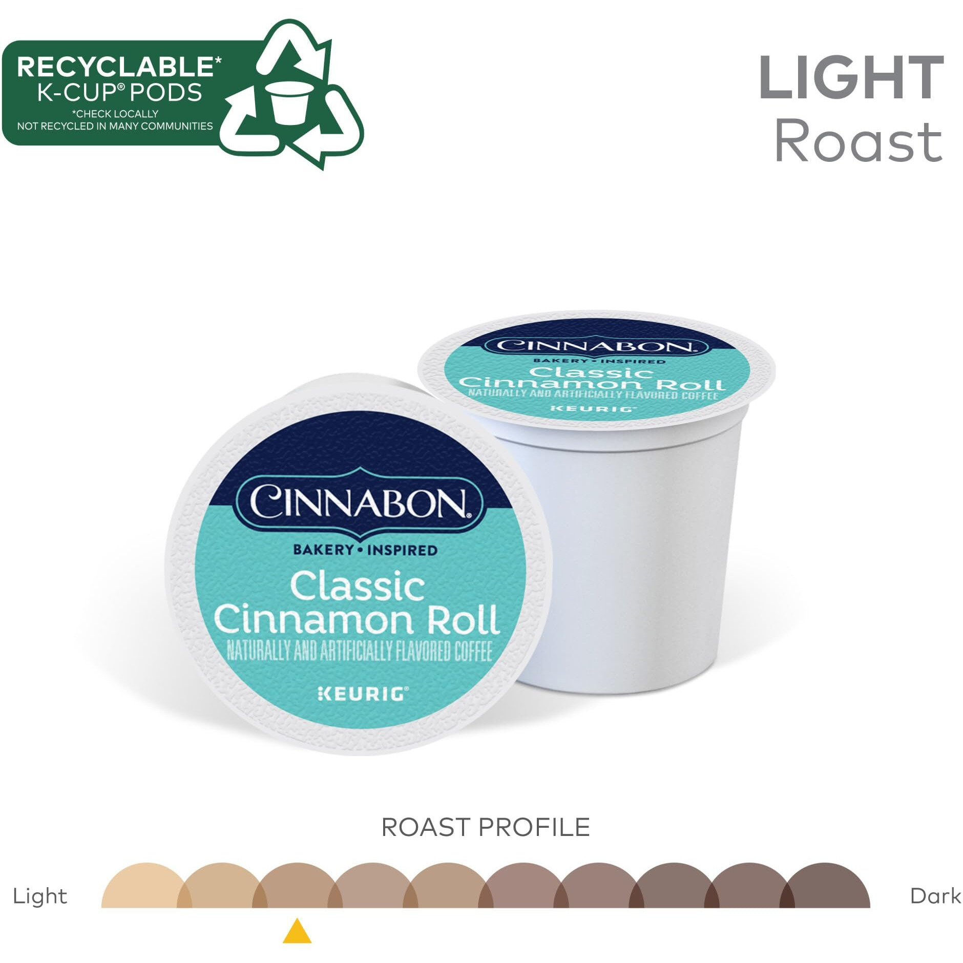 Cinnabon Classic Cinnamon Roll Keurig Single-Serve K-Cup Pods, Light Roast Coffee, 48 Count
