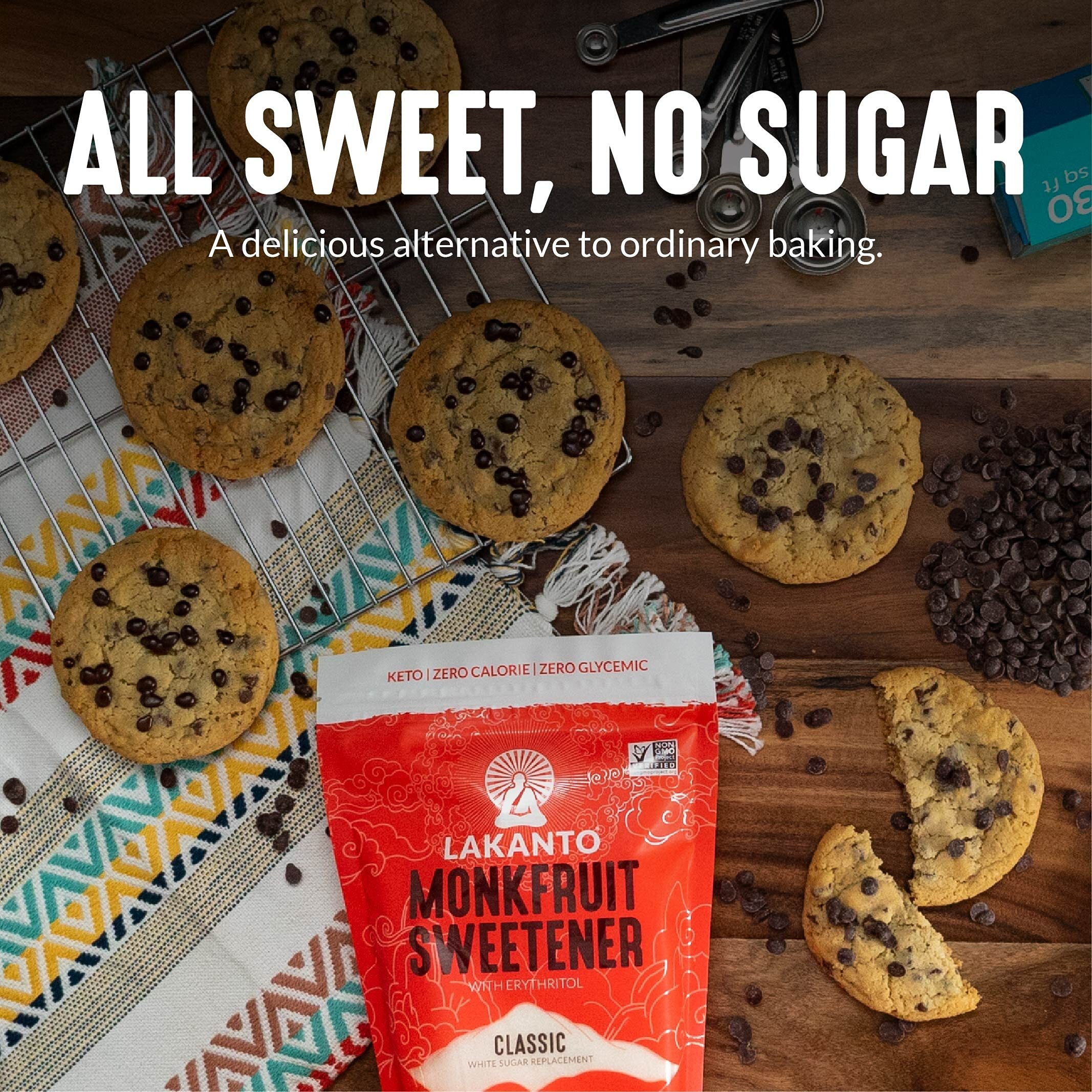 Lakanto Monk Fruit Sweetener With Erythritol, Cane Sugar Substitute From Monk Fruit Extract, Classic White Sugar Replacement For Baking, Coffee & Tea, Gluten Free, Low Carb, Non Gmo, Keto, 3 Lb Bag