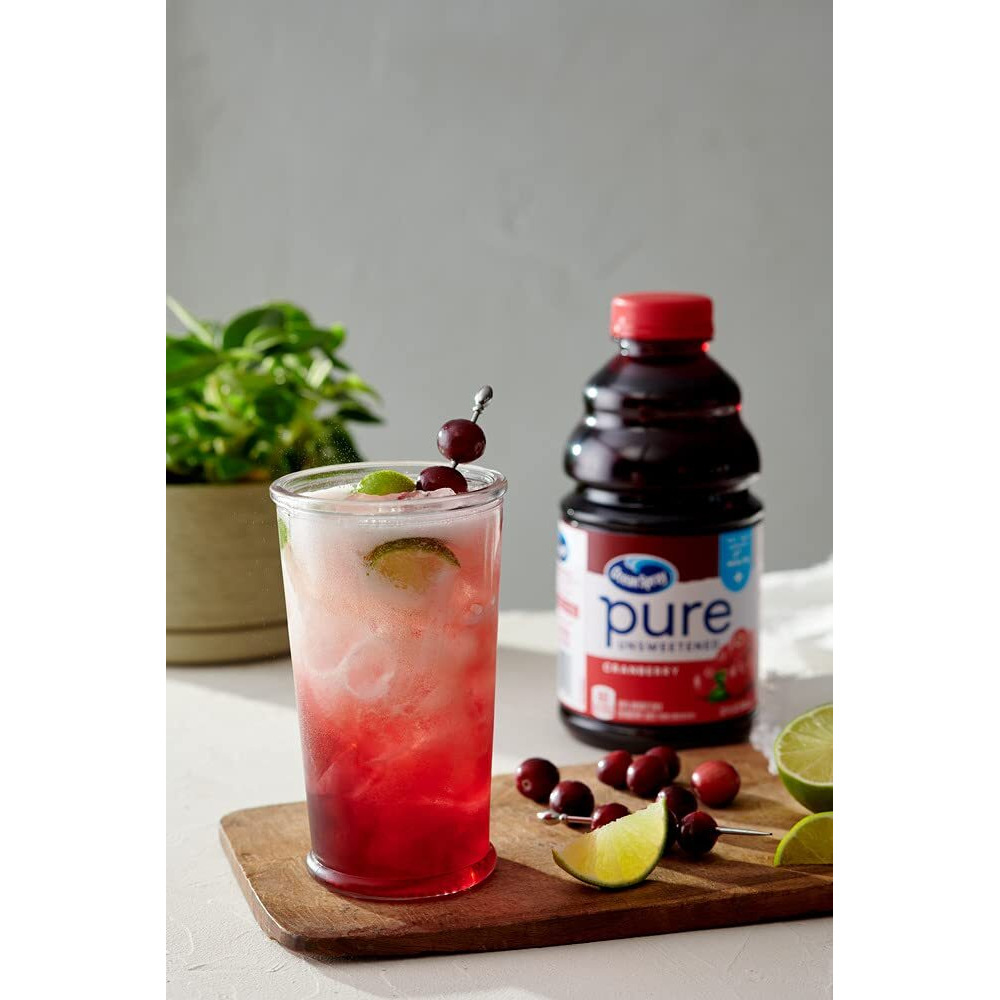 Ocean Spray Pure Unsweetened Cranberry, 100% Cranberry Juice From Concentrate, 32 Fl Oz Bottle (Pack Of 8)