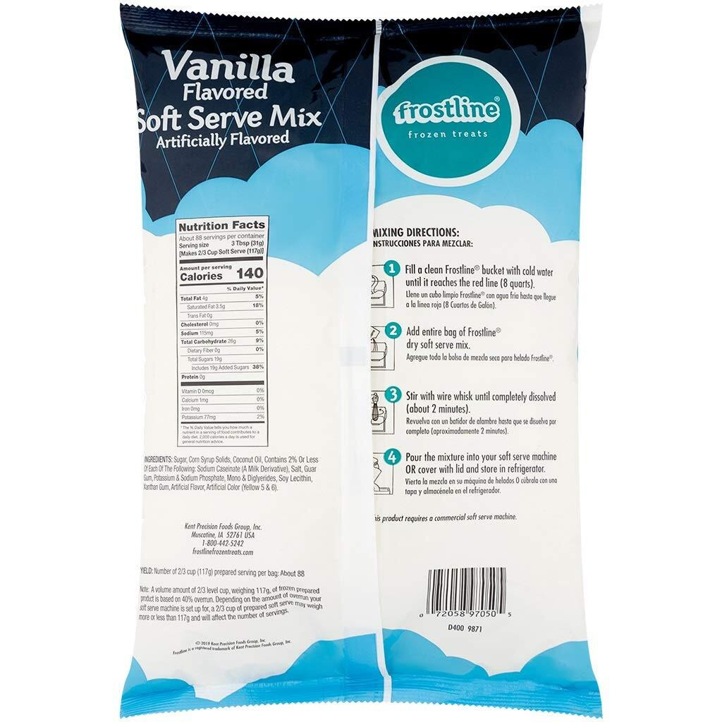Frostline Vanilla Soft Serve Ice Cream Mix, Lactose & Gluten Free - Just Add Water, Dairy, Or Dairy Free Alternative, Use With Blender, Countertop Ice Cream Maker, Soft Serve Machine - 6 Lb Bag