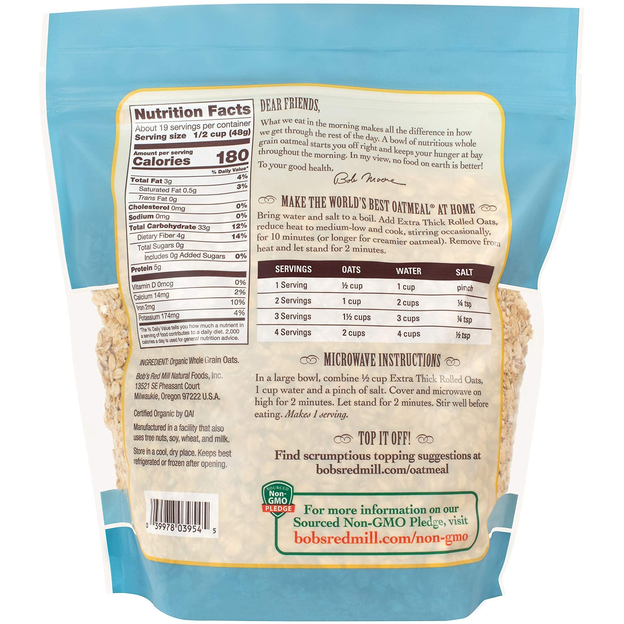 Bob's Red Mill Organic Extra Thick Rolled Oats, 32 Ounce (Pack Of 3)