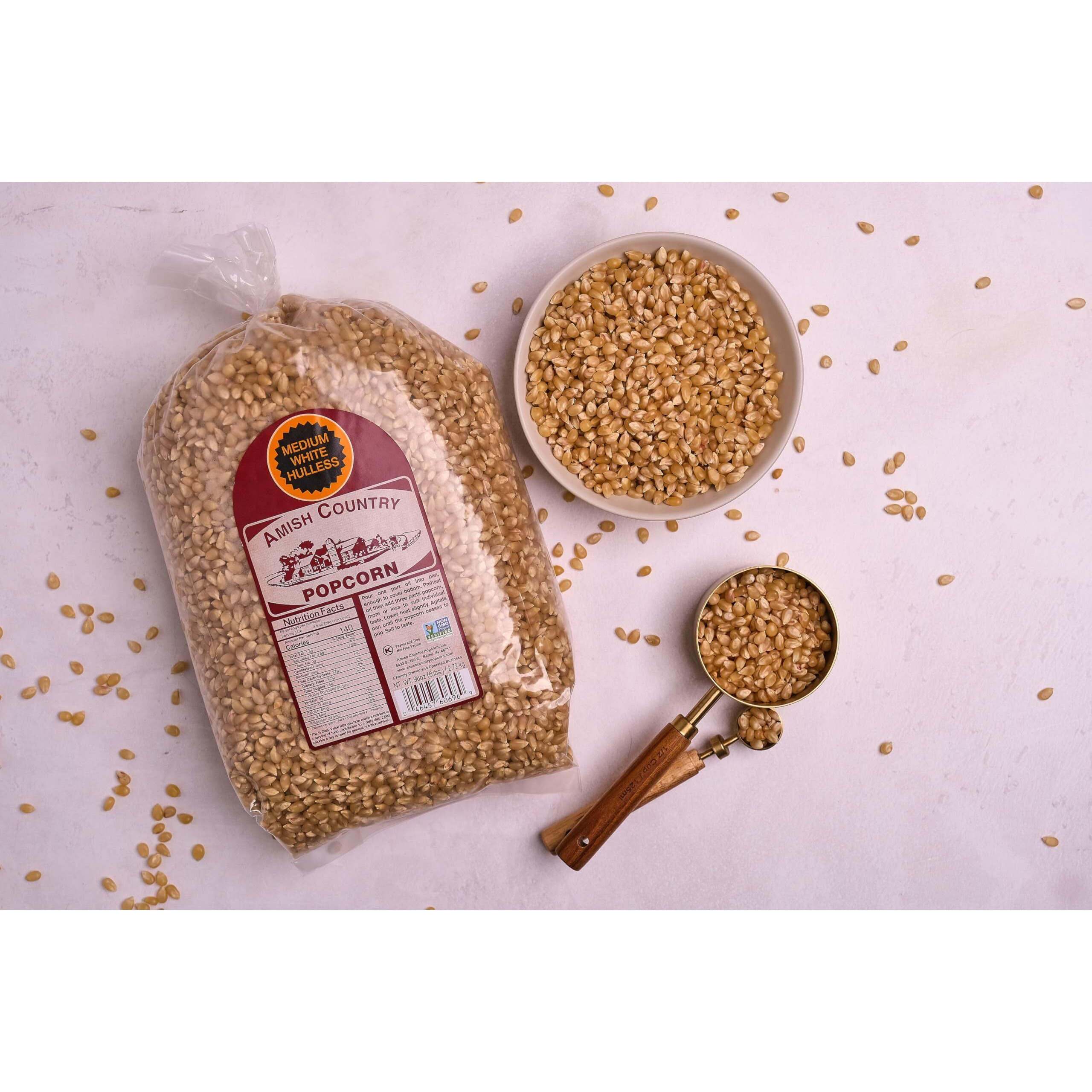 Amish Country Popcorn | 6 Lb Bag | Medium White Popcorn Kernels | Old Fashioned, Non-Gmo And Gluten Free (Medium White - 6 Lb Bag)