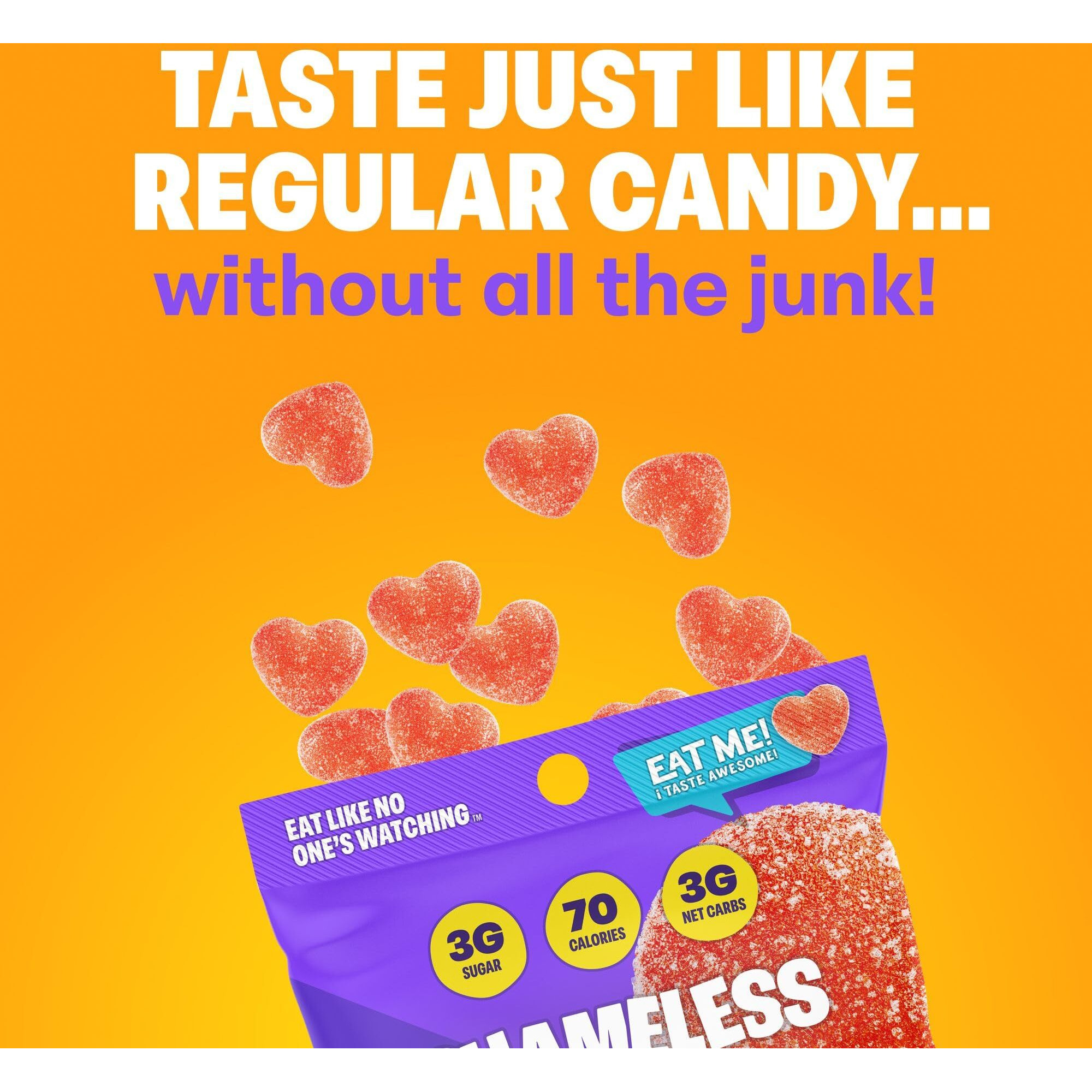 Shameless Snacks - Healthy Low Calorie Snacks, Low Carb Keto Gummies (Gluten Free) - 6 Pack Omg Peach