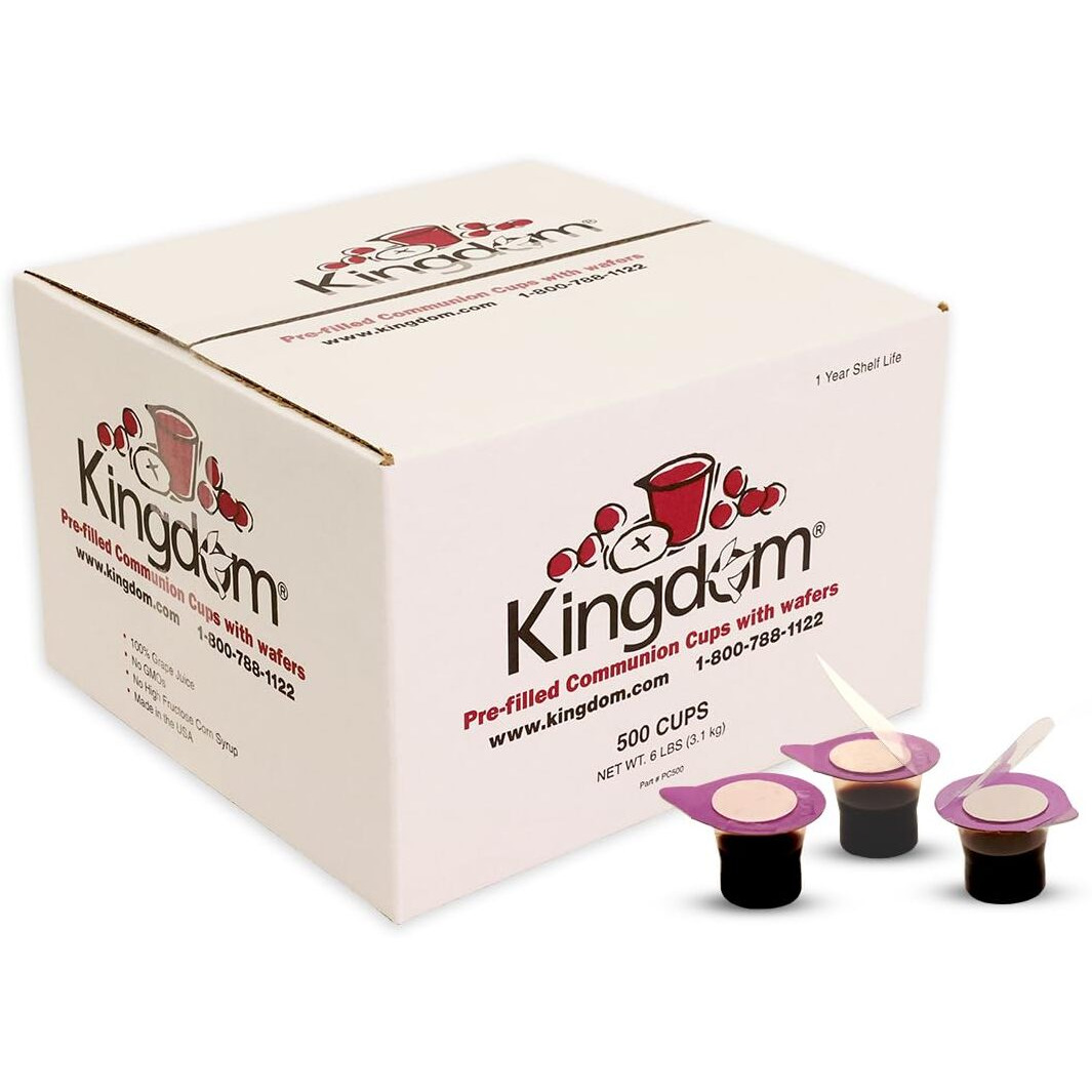 Kingdom Easy Open Prefilled Communion Cup With Wafers(500Ct) Sealed In A Single-Serving Container With One-Year Shelf Life, Perfect For Holy Eucharist Celebration In Hospitals, Summer Camps, And More