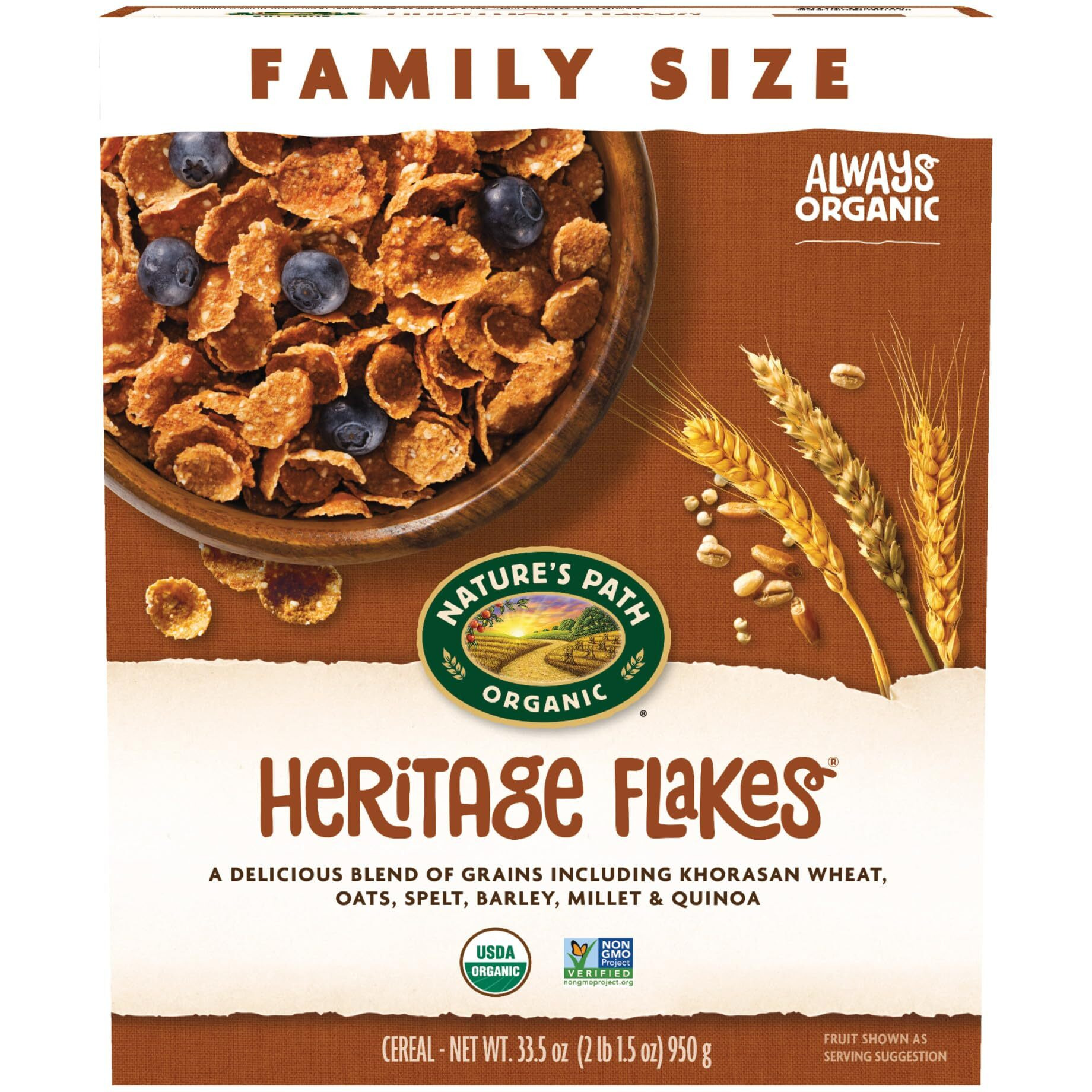 Nature's Path Organic Heritage Flakes Cereal, 2 Lbs. 1.5 Ounce (Pack Of 4)
